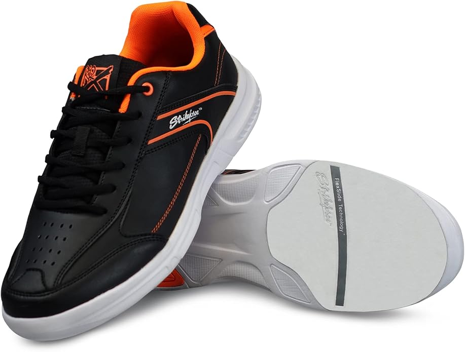 KR Strikeforce Flyer Lite Black Orange Men's Bowling Shoes - Lightweight & Comfortable for Competitive & League Play - Perfect for Pro Bowlers & Enthusiasts