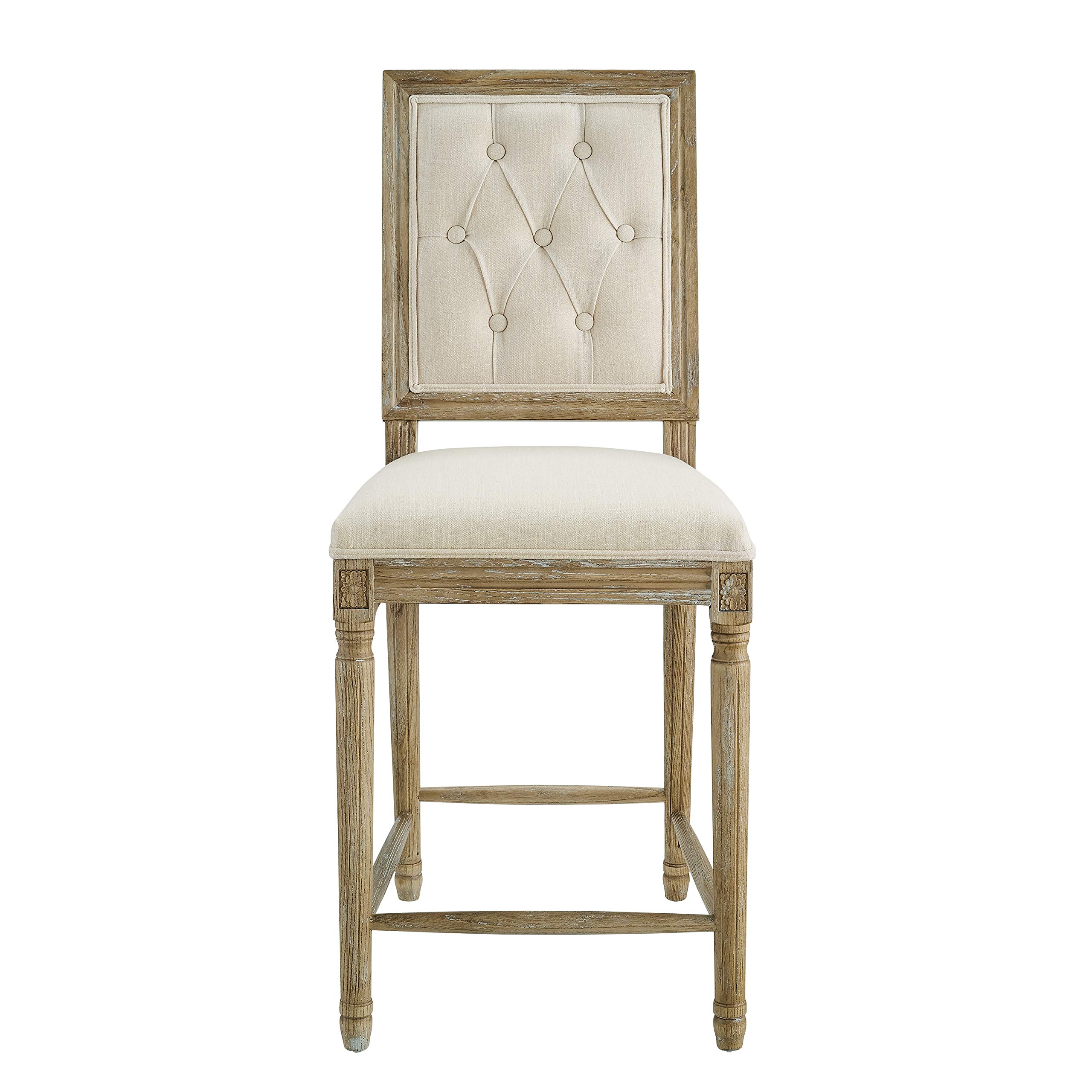 Linon Wooden Stool - Rustic Brown Bar Stool with Metal Legs | Perfect for Kitchen Island, Breakfast Nook & Home Decor
