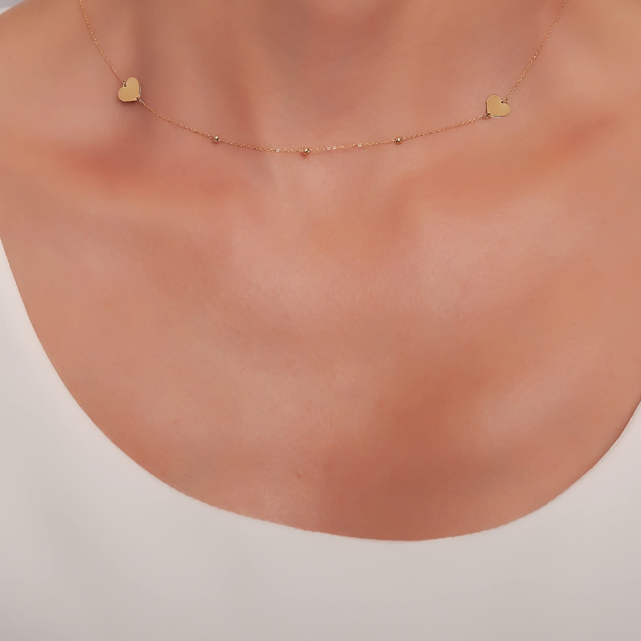14K Real Gold Pendant Necklace for Women - Elegant Dainty Jewelry Gift with 17.7
