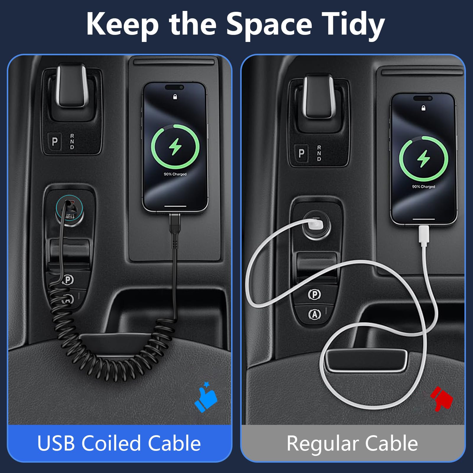Premium 4FT Coiled USB-A to USB-C Car Charger Cable - Fast Charging Compatible with iPhone 16/16 Plus/16 Pro/16 Pro Max & Android Devices | Durable Curly Cord for Car, Home, Office & Travel Use