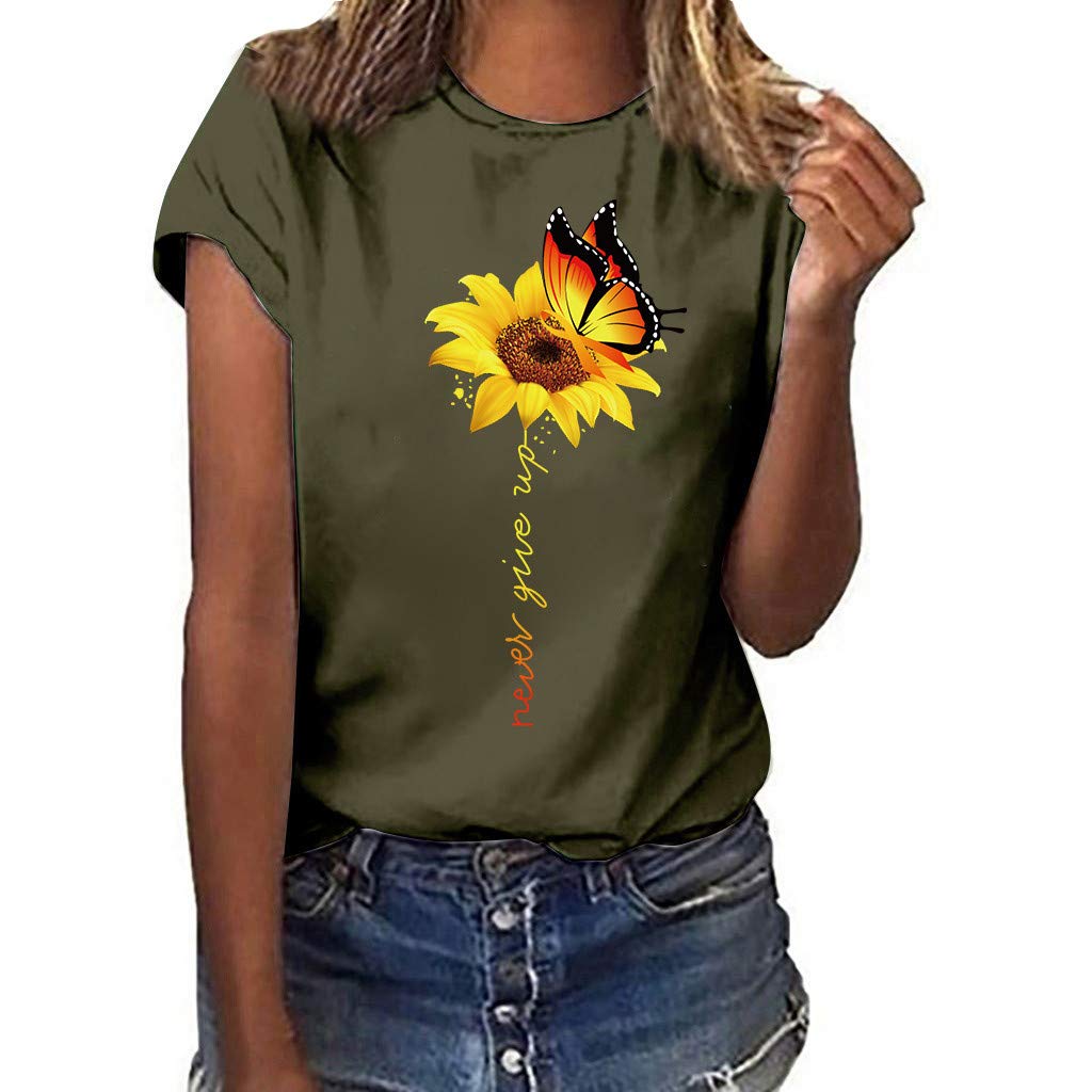 Plus Size Women's Sunflower Print Short Sleeve T-Shirt Top - Casual Summer Blouse & Comfortable Sweatshirt for Women - Perfect for Beach Outings, Picnics, and Everyday Wear