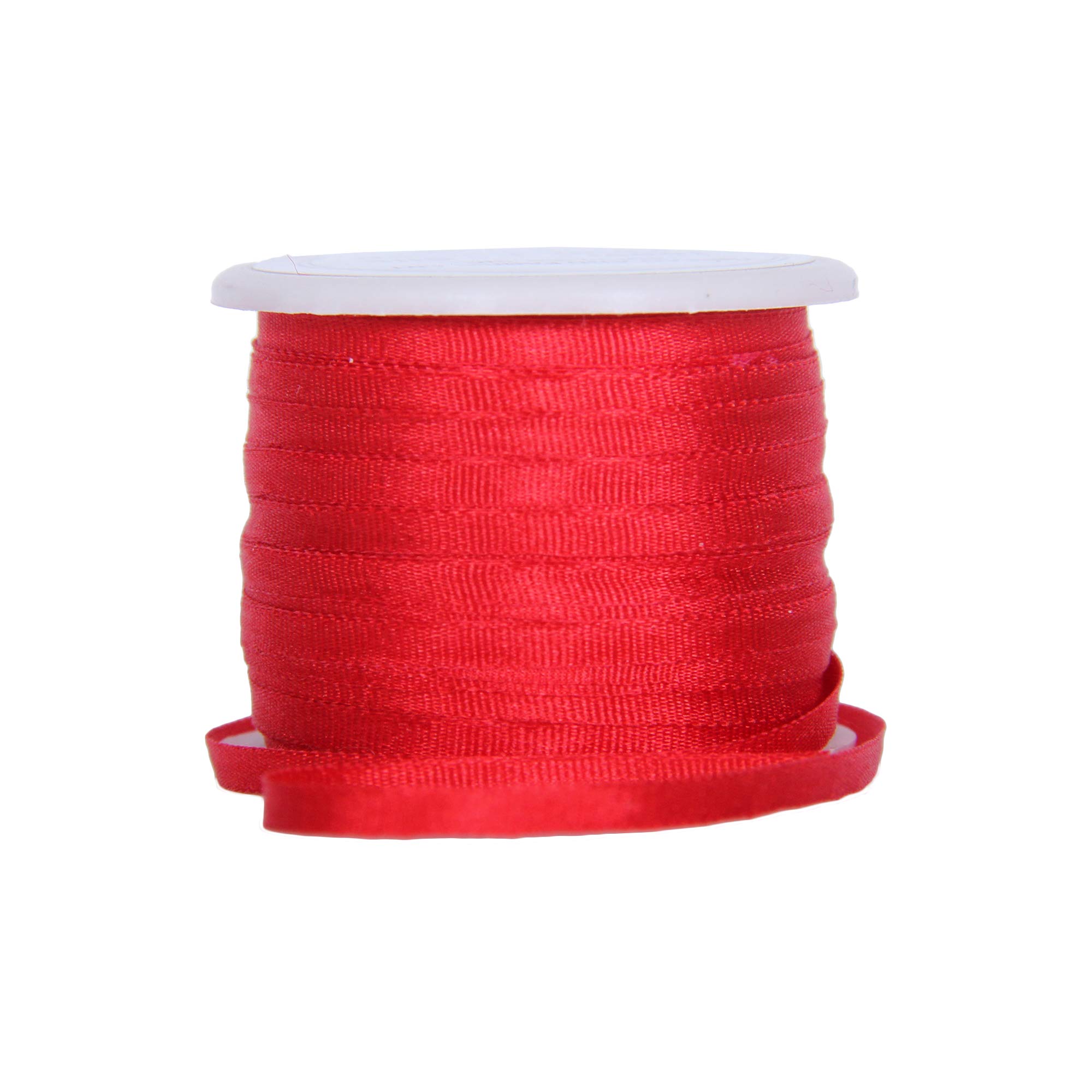 Threadart 2mm Silk Ribbon Set - 4 Spools (Red & Pink Shades) - 100% Pure Silk Ribbon - 10m (11yd) per Spool - Total 44 Yards - Perfect for Gift Wrapping, Scrapbooking & DIY Crafts