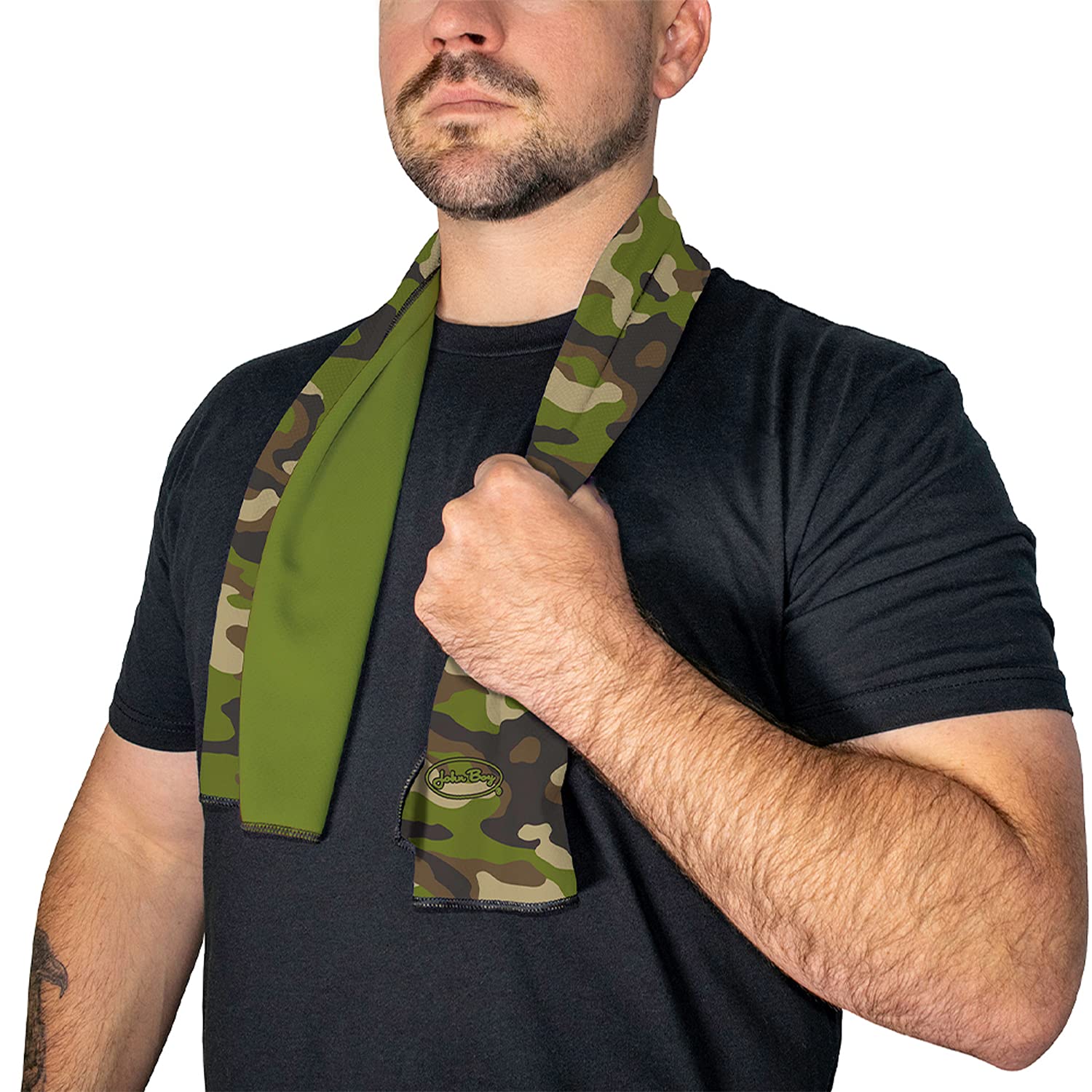 John Boy Cooling Towel - UPF 50+ Sun Protection, Reversible Heat Guard with Natural Cooling Technology & Super Absorbent Microfiber - CT-CAMO - Perfect for Sports, Hiking, Gym & Outdoor Activities