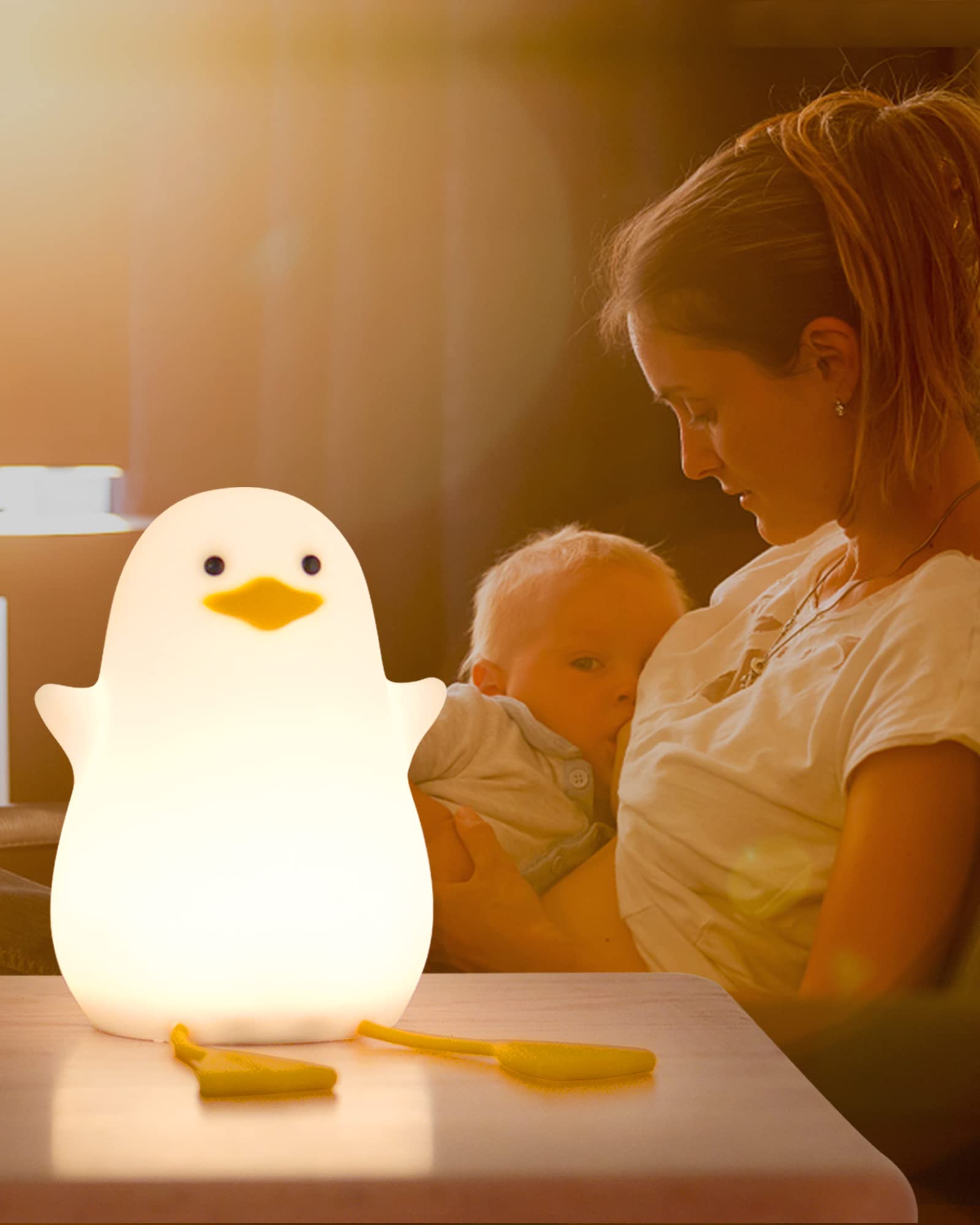 Attivolife Cute Duck Night Light for Kids - Touch Control Dimmable LED Silicone Lamp with Timer, USB Rechargeable Nursery Nightlight for Baby Toddler Women | Bedroom Decor, Feeding Light, Birthday Gift Idea