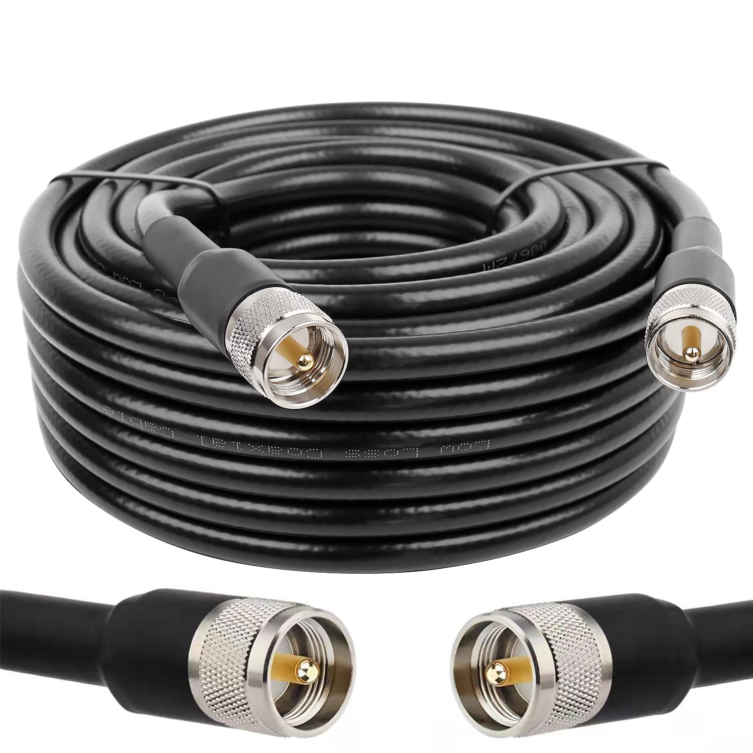 75FT RG8 UHF CB Coaxial Cable - PL259 Male to Male Low Loss Coax Cable for CB Radio, HAM Radio, VHF Communication | Perfect for SWR Meter Testing & Antenna Analyzer Setup
