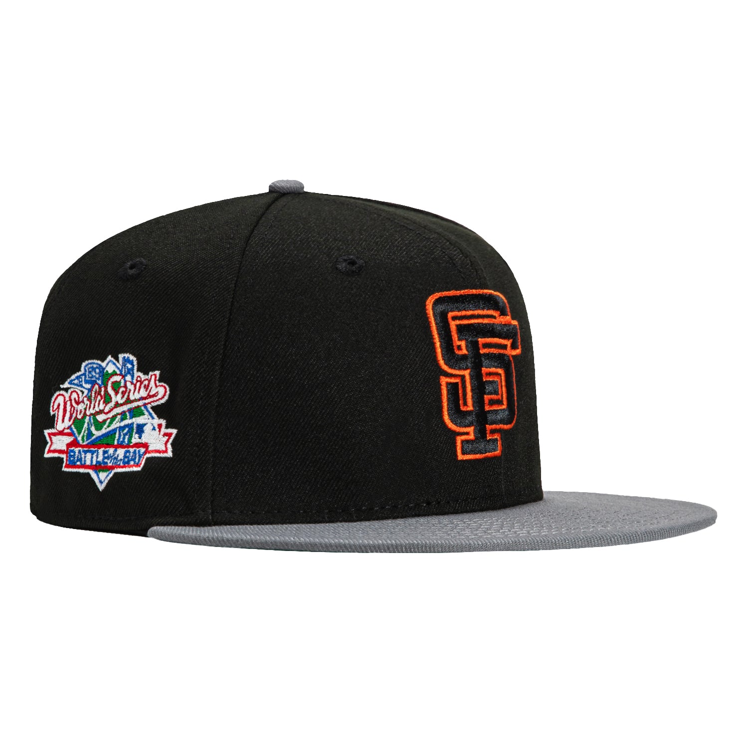 New Era 59Fifty San Francisco Giants Battle of the Bay Patch Snapback Hat - Black, Storm Grey, Orange - Perfect for Baseball Games, Fan Collections & Streetwear Fashion