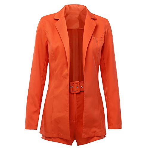 Women's Spring & Fall Long Sleeve Slim Fit Casual Open Stitch Jacket with Short Pants 2-Piece Set | Stylish Outfit for Work, Dating & Weekend Outings