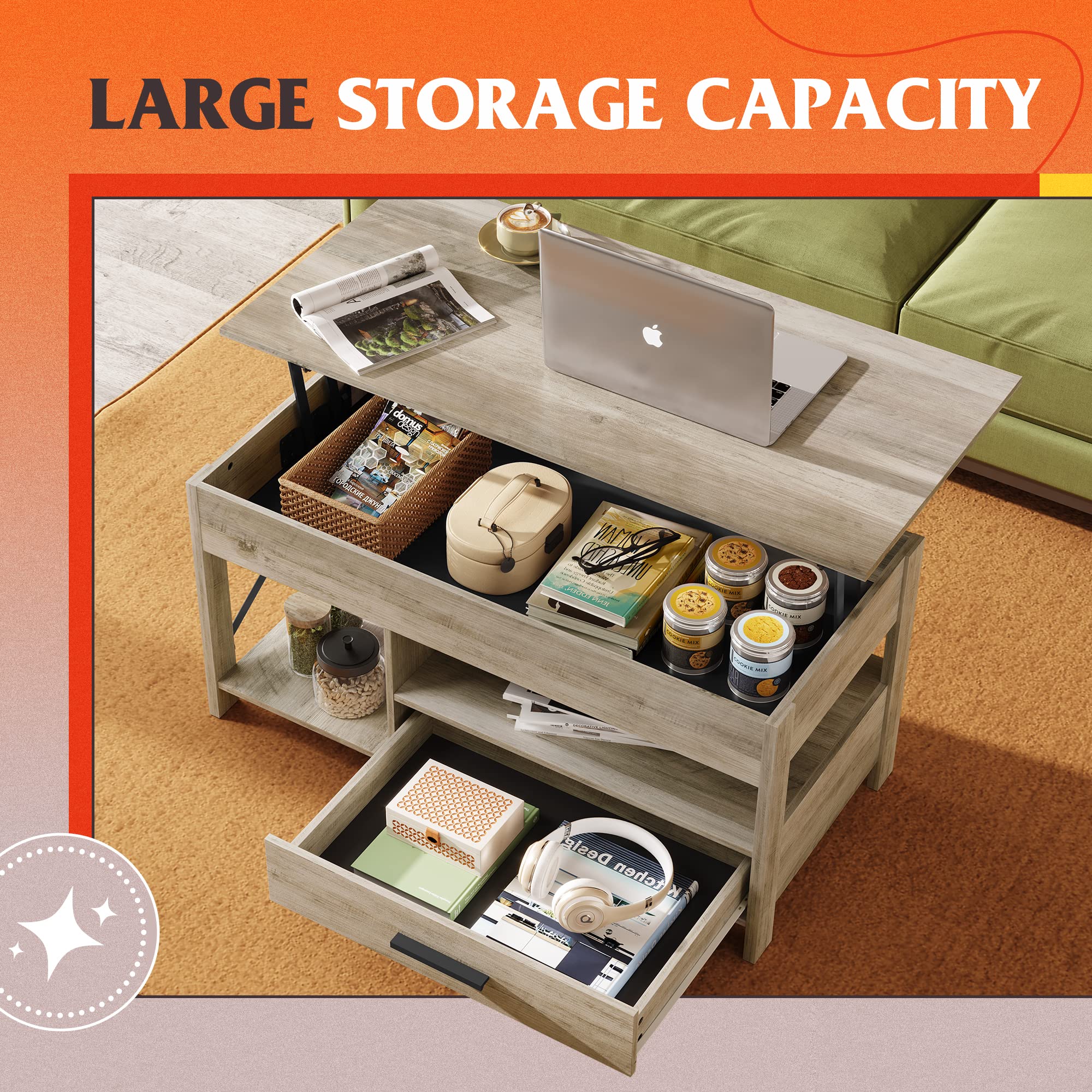 Lift Top Coffee Table with Storage - 39