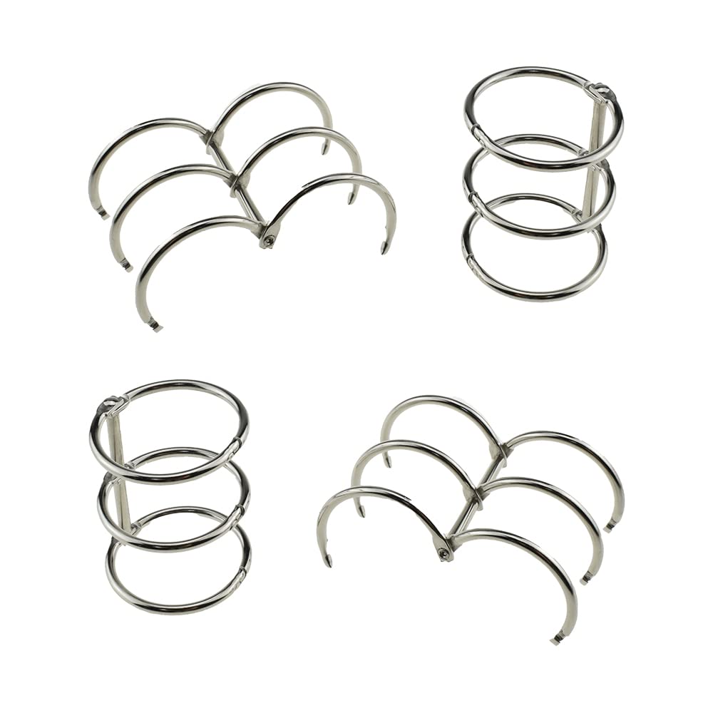 HAHIYO 4-Pack Stainless Steel Binder Rings - 30mm (1.2 Inch) Inner Diameter, 3-Ring Loose Leaf Snap Split Hinged Metal Book Rings for DIY Notebooks, Photo Albums, Travel Journals & Document Binding - Perfect for Scrapbooking, Office Organization & Craft Projects