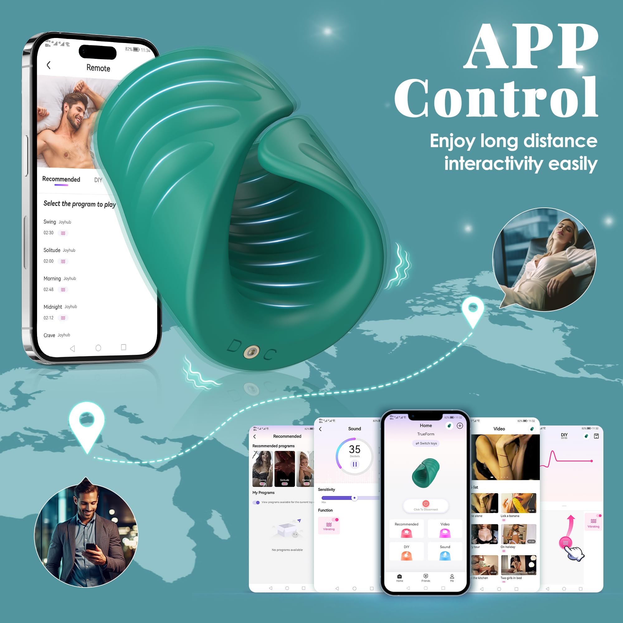 Premium Adjustable Cock Ring & Vibrating Penis Enhancer for Men - APP Controlled Male Masturbator with 9 Vibration Modes, Flexible Stroker Toy for Enhanced Pleasure - Perfect for Solo Play & Couples Intimacy