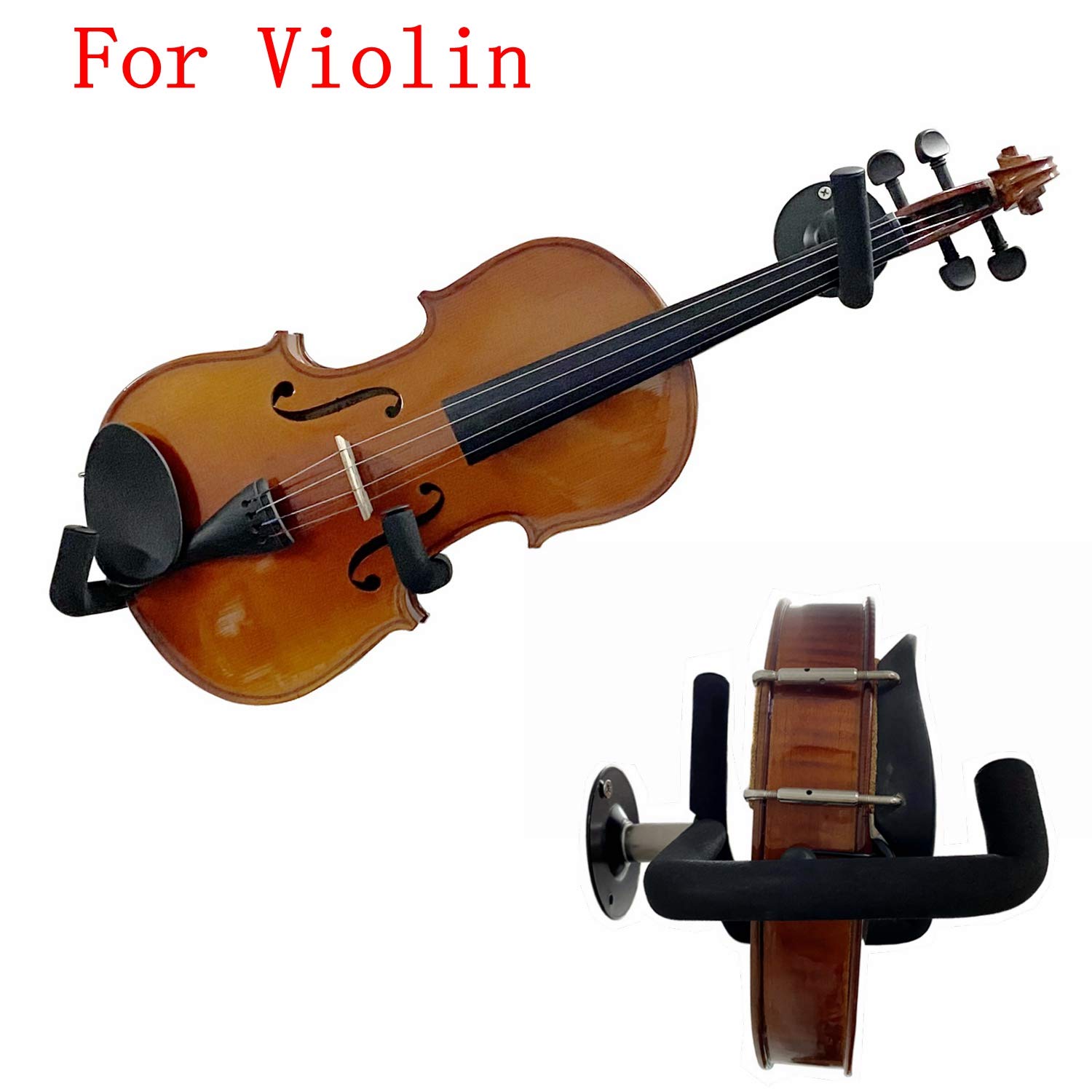 Ukulele Bass Violin Hanger Wall Mount - Horizontal Electric Guitar Holder & Bass Stand Rack Hook for Music Studio, Home Decor, and Instrument Storage