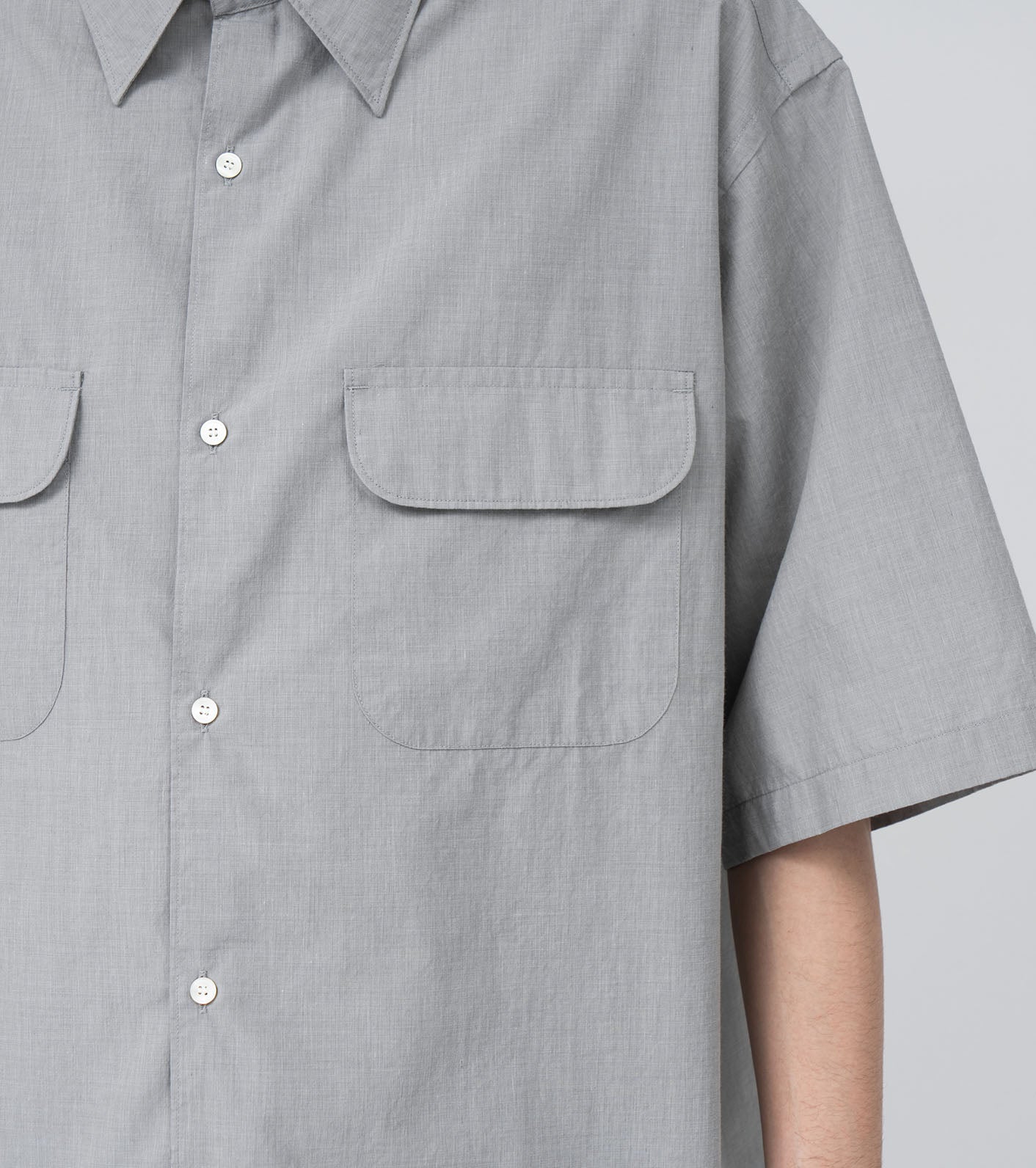 Nanamica Regular Collar End on End Short Sleeve Shirt Grey - Stylish Casual Wear for Men, Perfect for Office, Outings & Summer Travel