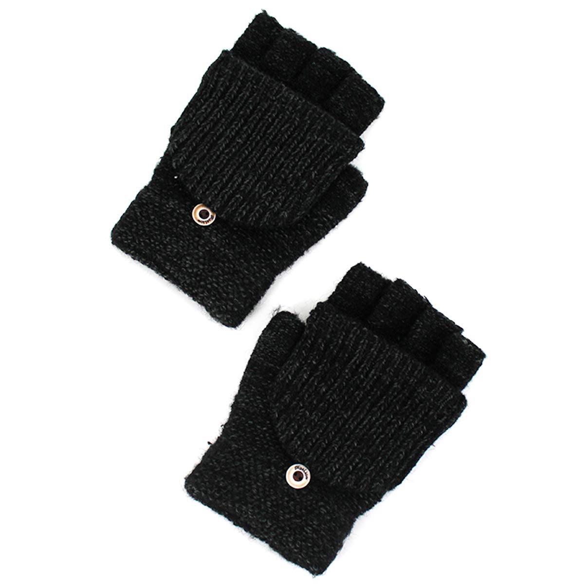 Men's & Teens' Black Striped Winter Warm Knit Fingerless Gloves with Convertible Mitten Cover - Perfect for Cold Weather, Outdoor Activities & Fashion Accessory