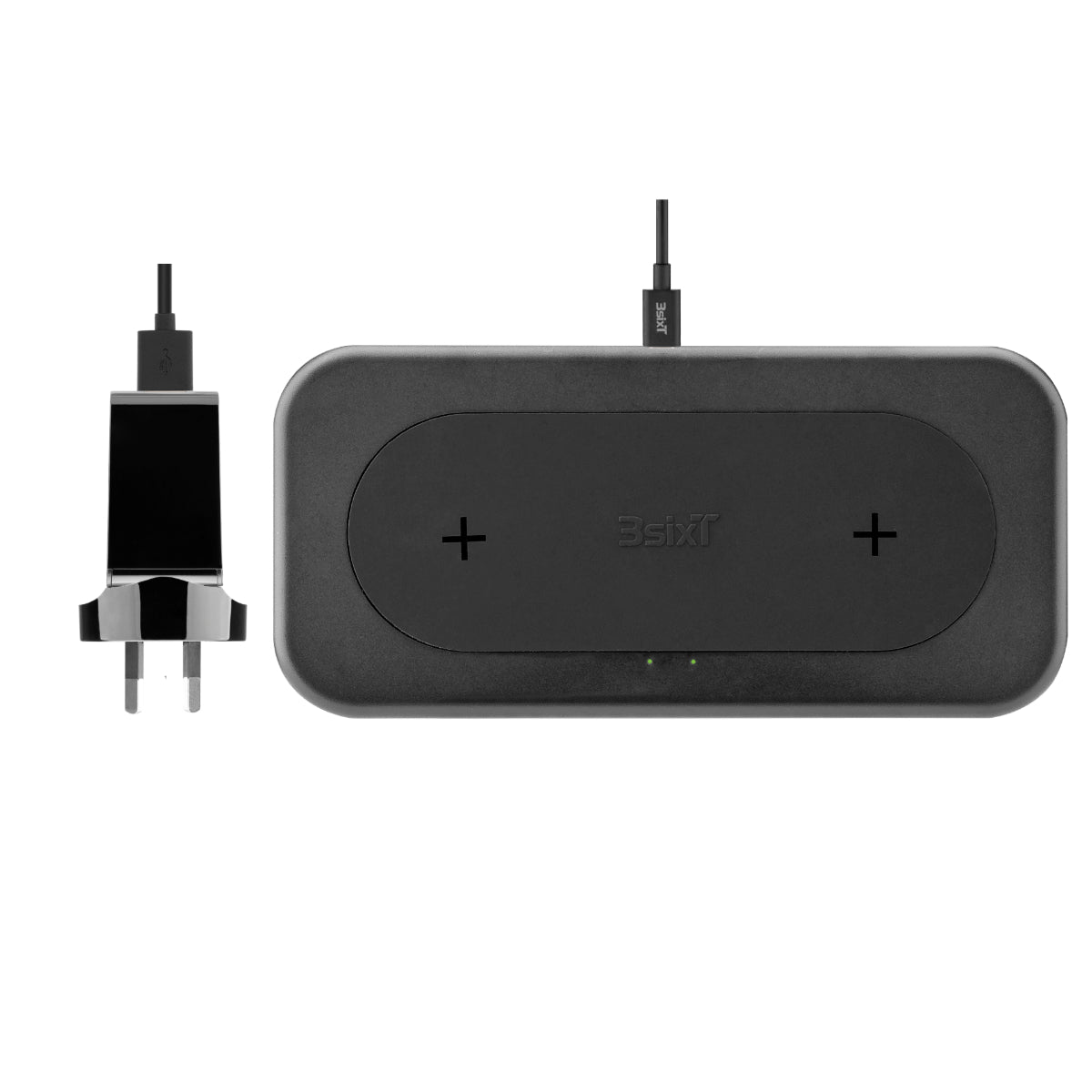 3sixT Karma 15W Fast Wireless Charger Stand - Dual Charging Pad for iPhone 15/14/13/12, Samsung Galaxy S23/S22/S21 - Perfect for Bedside, Office & Travel