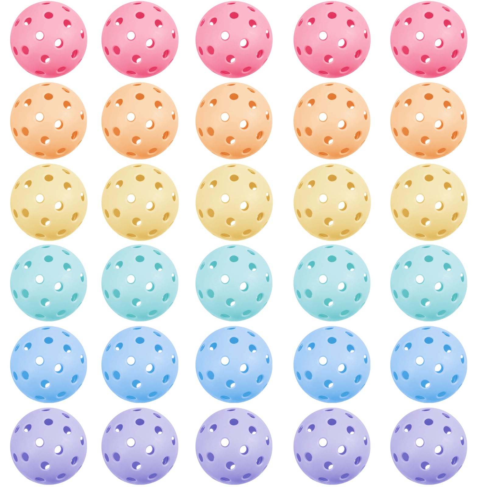 Tradder 30-Pack Plastic Practice Baseballs with 40 Holes - Multi-Color Training Balls for Golf, Baseball & Paddle Sports (2.9 Inch) - Perfect for Indoor/Outdoor Drills, Tournaments & Backyard Practice