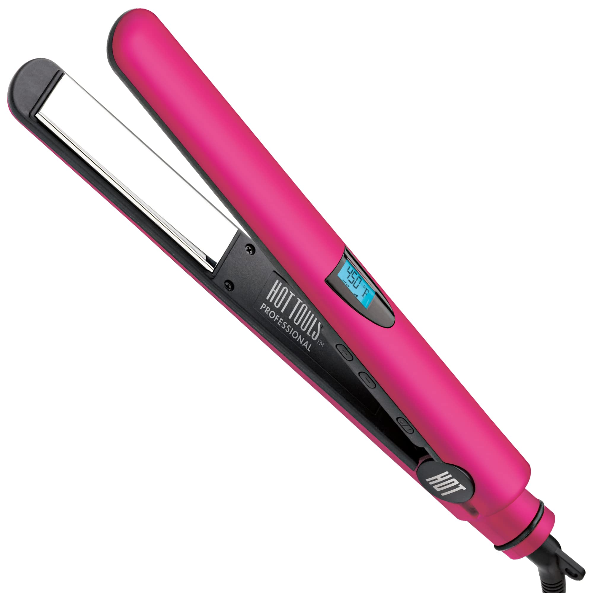 Hot Tools Digital Flat Iron 1 Inch - Pink Titanium Professional Hair Straightener for Smooth & Shiny Hair | Perfect for Home, Salon & Travel Use