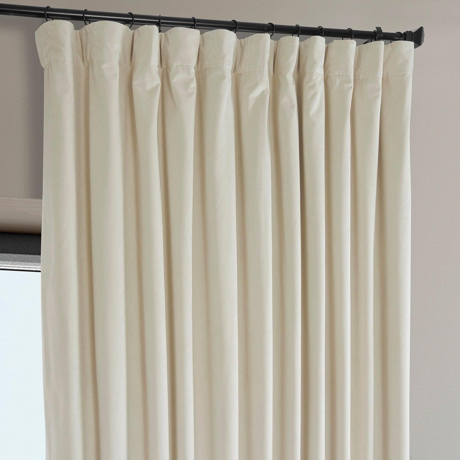 Extra Wide Signature Plush Velvet Blackout Curtains for Bedroom & Living Room - Diva Cream Hotel Collection - Noise Reducing & Light Blocking Window Drapes