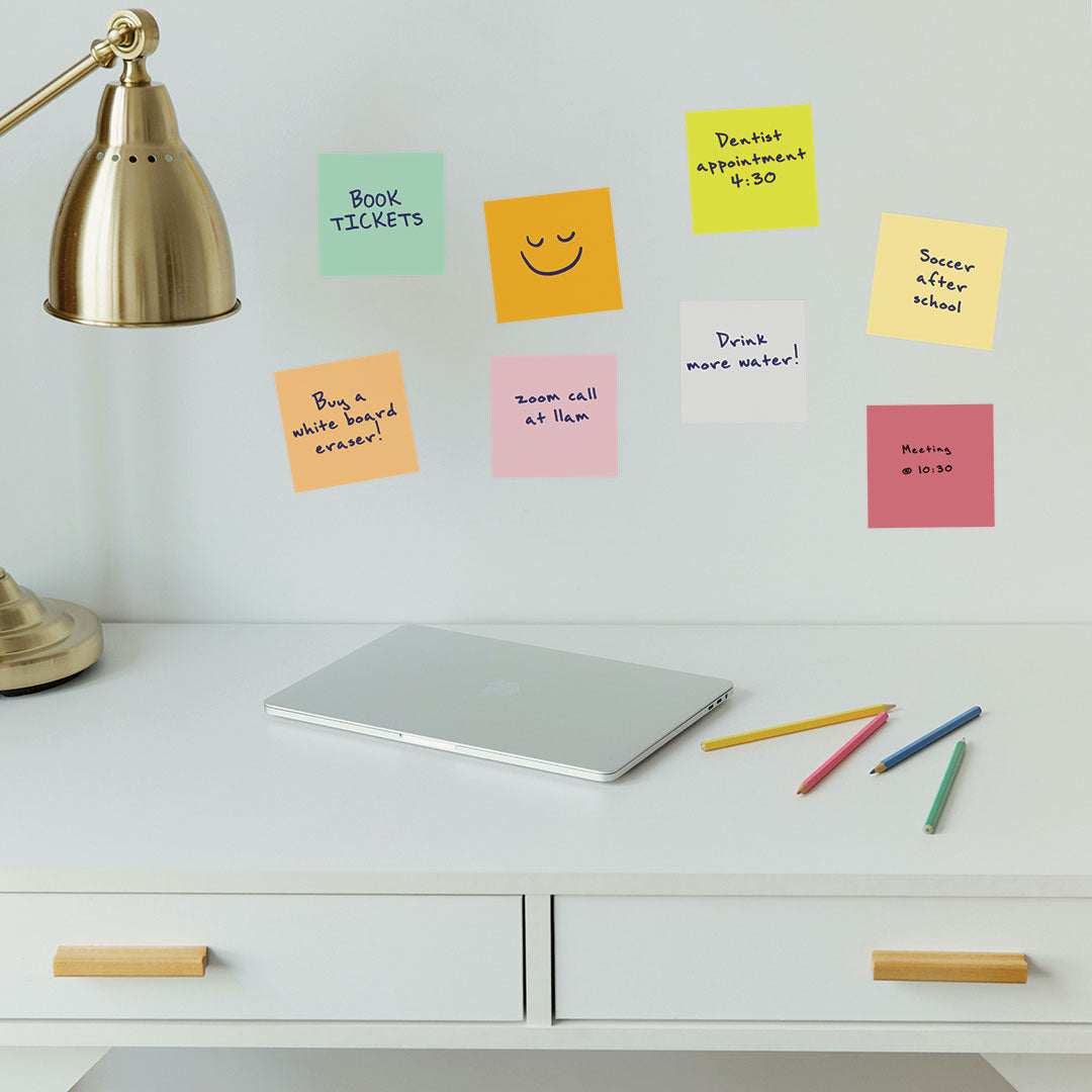 Dry Erase Sticky Notes - Removable Wall Decals for Office, Classroom & Home Organization - Whiteboard Memo Pads for Planning, Scheduling & Creative Ideas