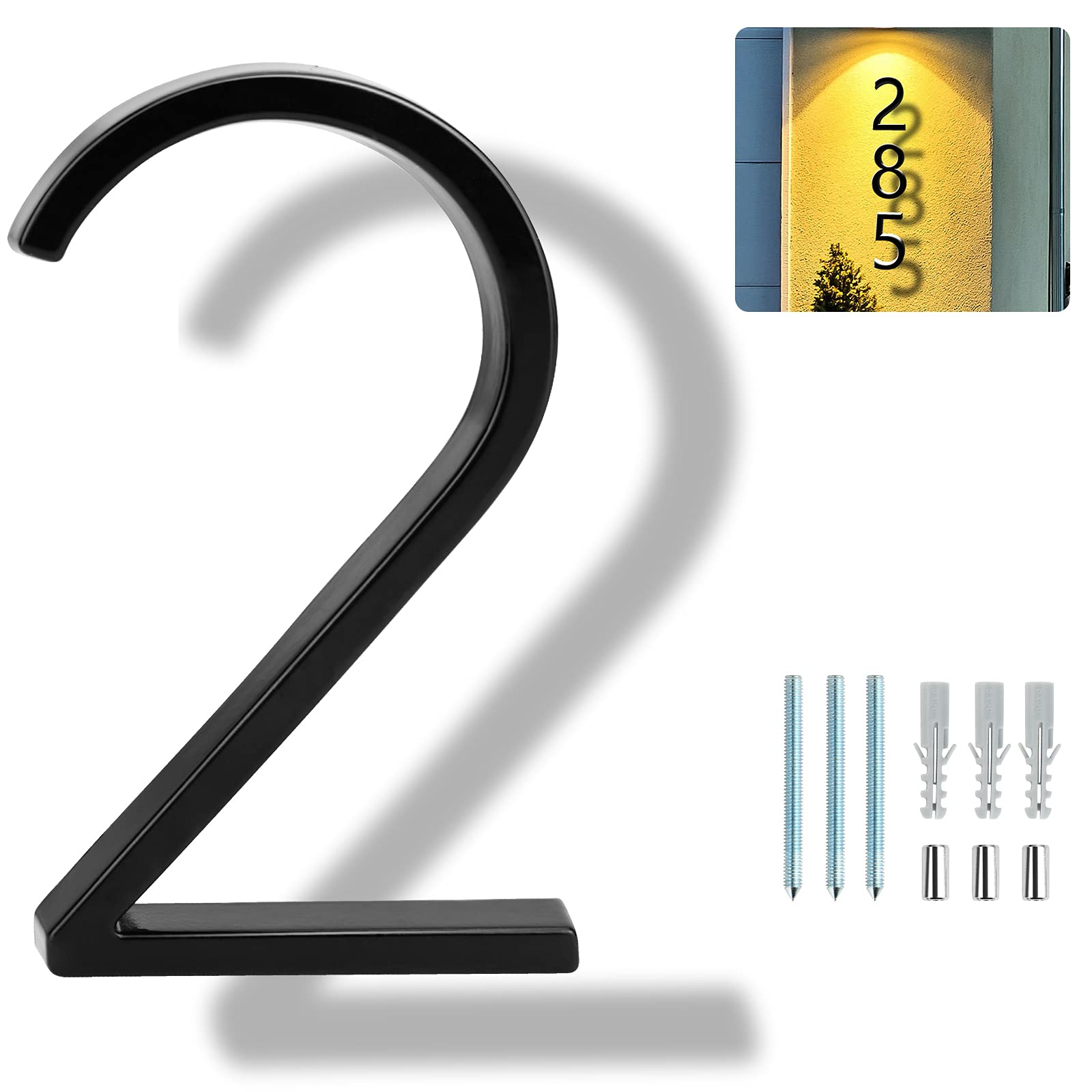 5 Inch Modern Floating House Numbers - Black Floating Mount for Outdoor Address Plaque (Set of 2) - Perfect for Mailbox, Front Door & Curb Appeal
