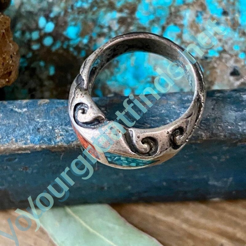 Turquoise Chip Mosaic Sterling Silver Ring Size 5 - Perfect for Boho Jewelry, Gift Giving & Everyday Wear