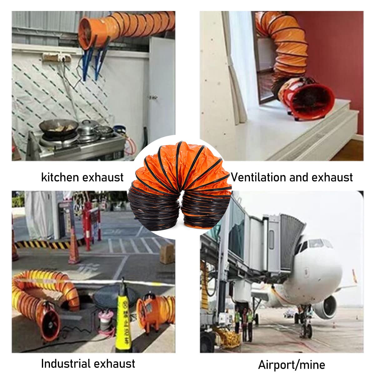 Flexible PVC Ventilation Duct Hose - Fire Retardant PVC Flexible Ducting for Blower, Extractor Fan & Ventilator Systems (10m Length, 200mm Diameter) - Ideal for Industrial Ventilation, HVAC Systems & Workshop Air Extraction