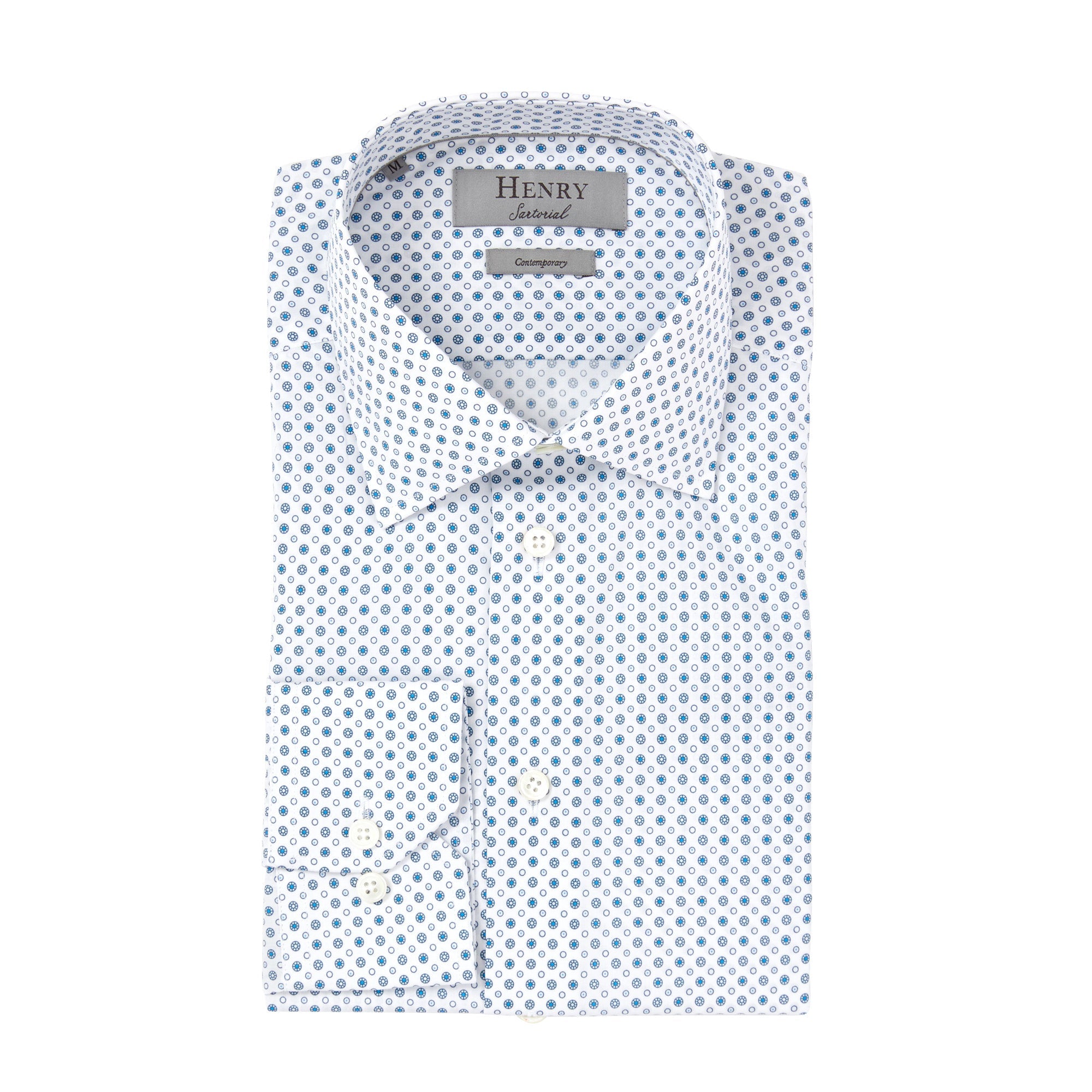 HENRY SARTORIAL Men's Casual Cotton Button Down Shirt - White | Comfortable Breathable Office & Weekend Wear for Men