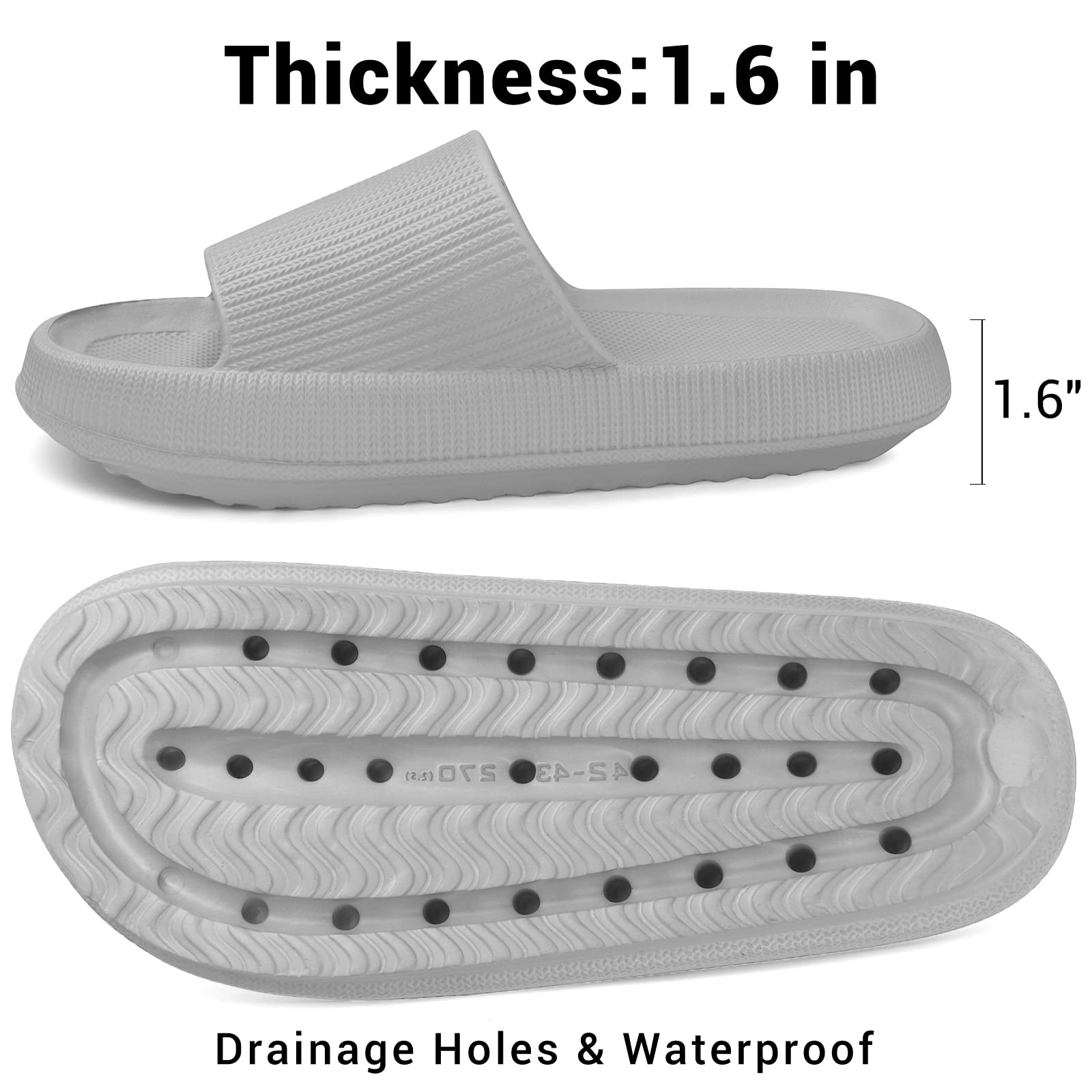 **VONMAY Cloud Slides for Men & Women - Quick Drying Pillow Slippers with Non-Slip Sole - Cushioned Thick Sole for Comfort & Support - Perfect for Shower, Pool, Beach & Indoor Use**