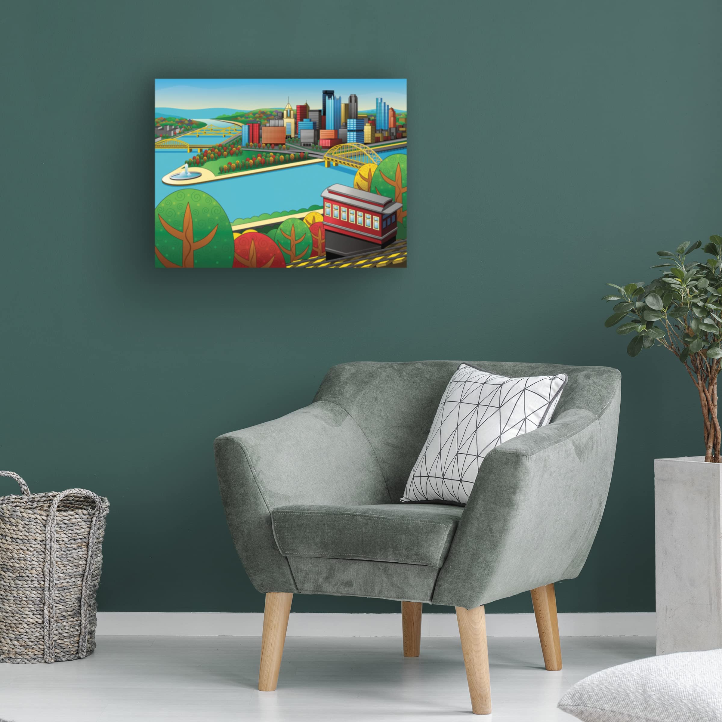 Trademark Fine Art 'Pittsburgh Incline Autumn' Canvas Wall Art Print by Ron Magnes - Perfect for Living Room, Bedroom & Office Decor
