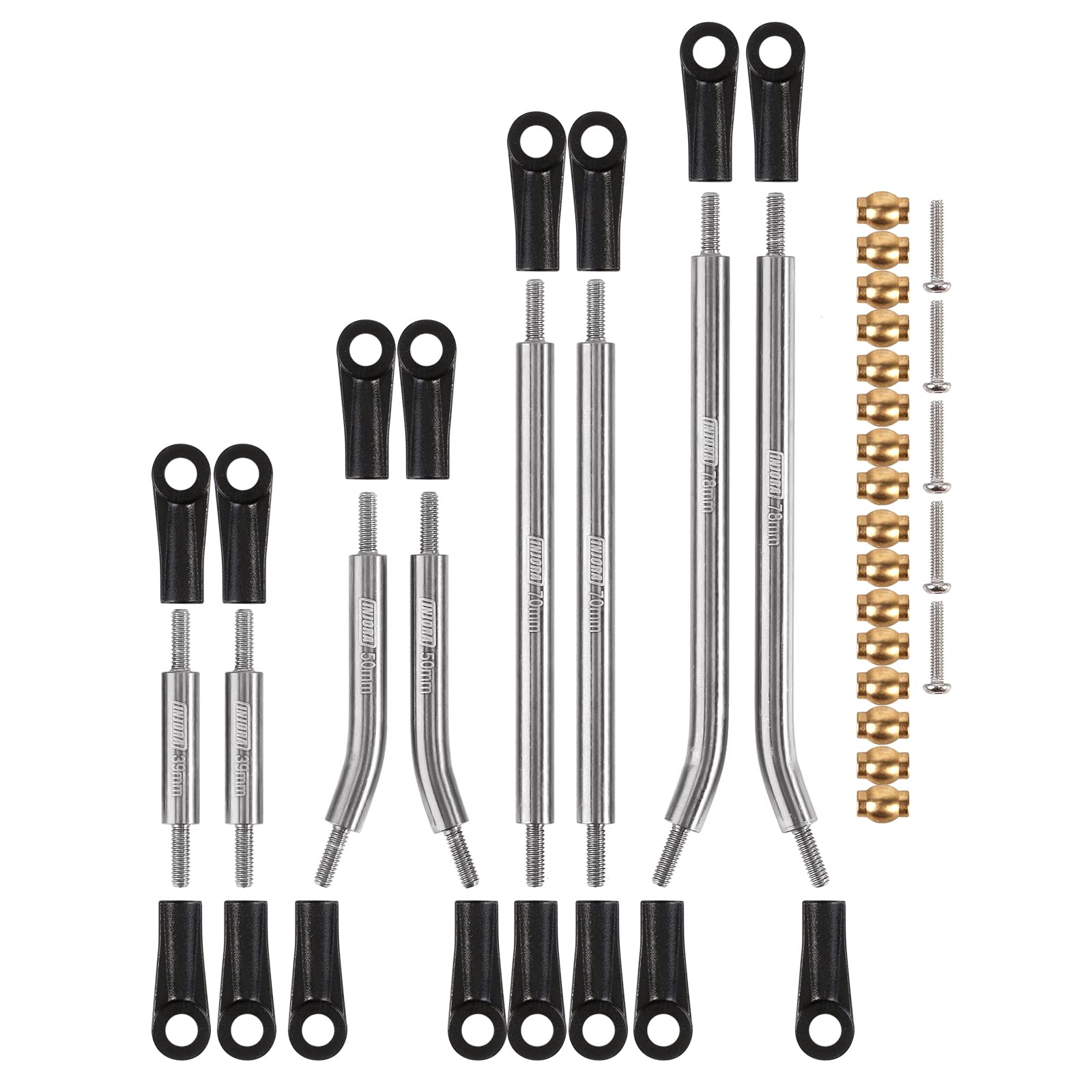 INJORA High Clearance 4-Link Suspension Kit - Stainless Steel Upgrade Parts for Axial SCX24 Gladiator & Dodge Power Wagon 1/24 Scale RC Crawler (Silver) - Off-Road Rock Crawling & Trail Performance Enhancement