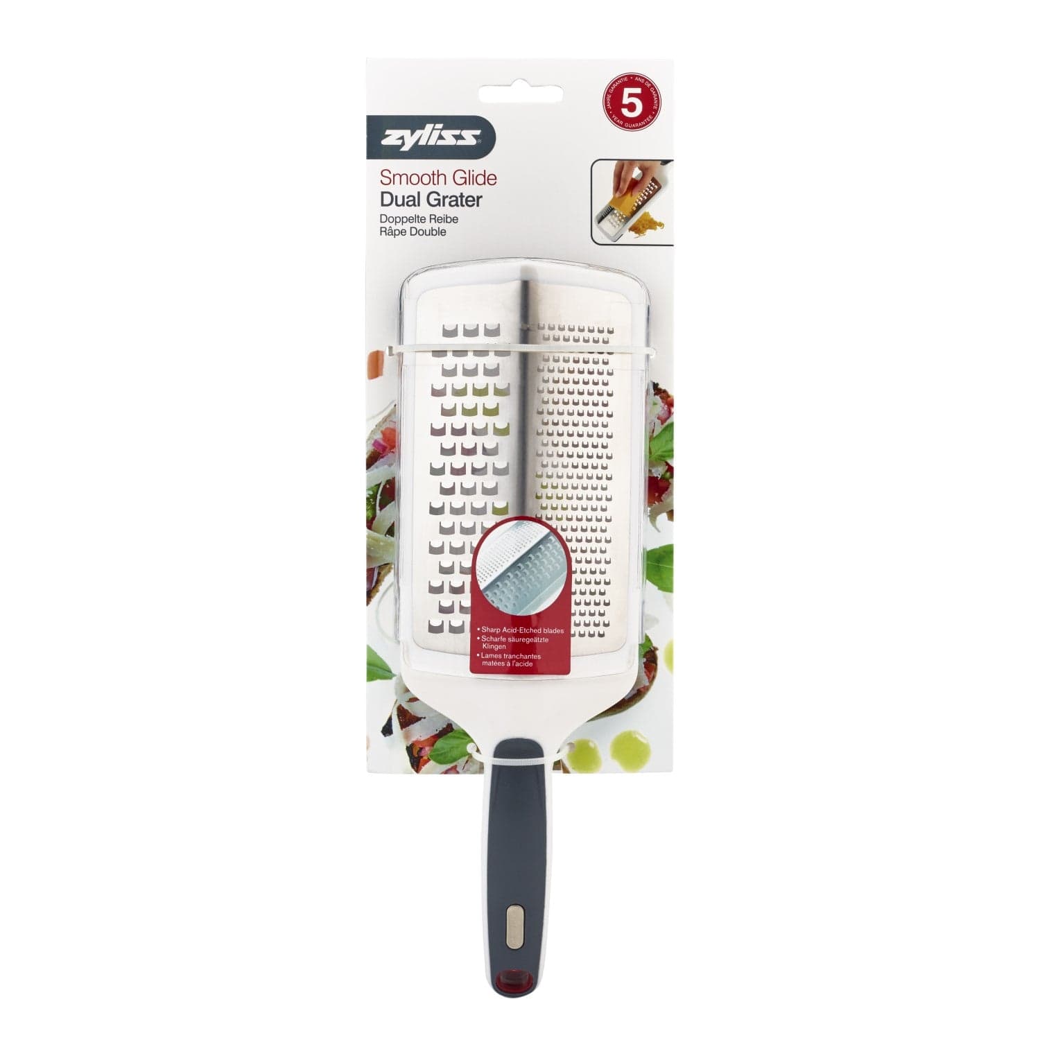 Zyliss Smooth Glide Dual Grater - Stainless Steel Kitchen Grater for Cheese, Vegetables & Fruits - Perfect for Cooking, Baking & Meal Prep