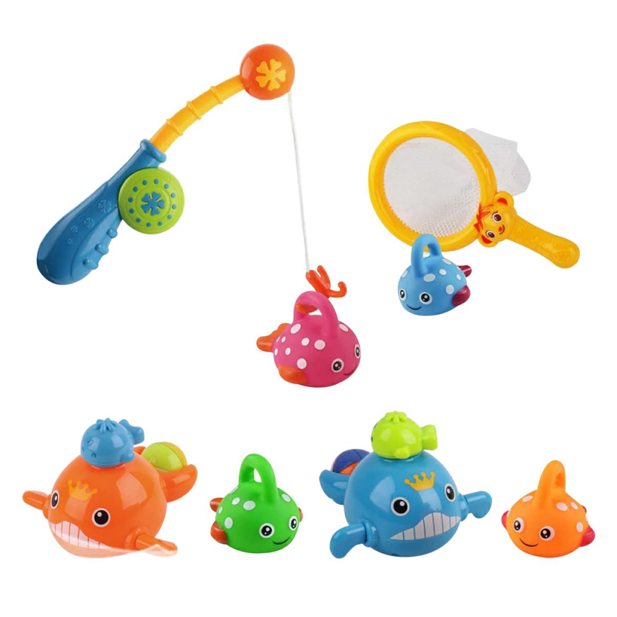 **Toyvian 8Pcs Baby Bath Toys Set - Floating Fishing Game for Toddlers & Kids, Fun Shower & Bathtub Toys for Infants - Perfect for Bath Time Play & Early Learning**