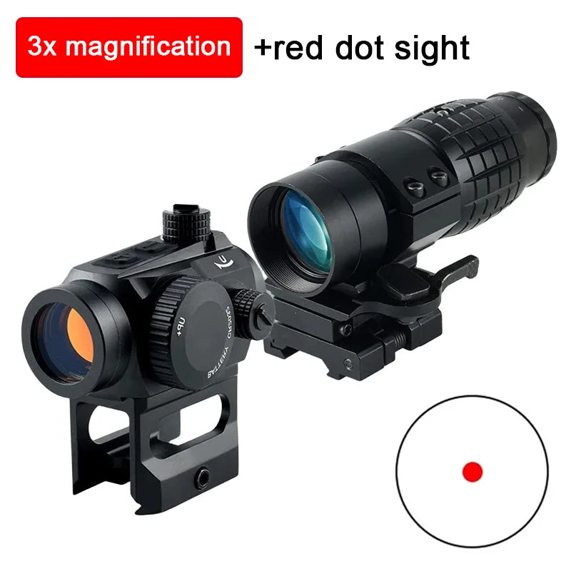 Tactical Red Dot Sight 3X Magnifier Scope - Quick Detach G33 BD04N Reflex Optical Sight for Hunting & Shooting | Perfect for AR-15, Rifle & Tactical Gear Accessories
