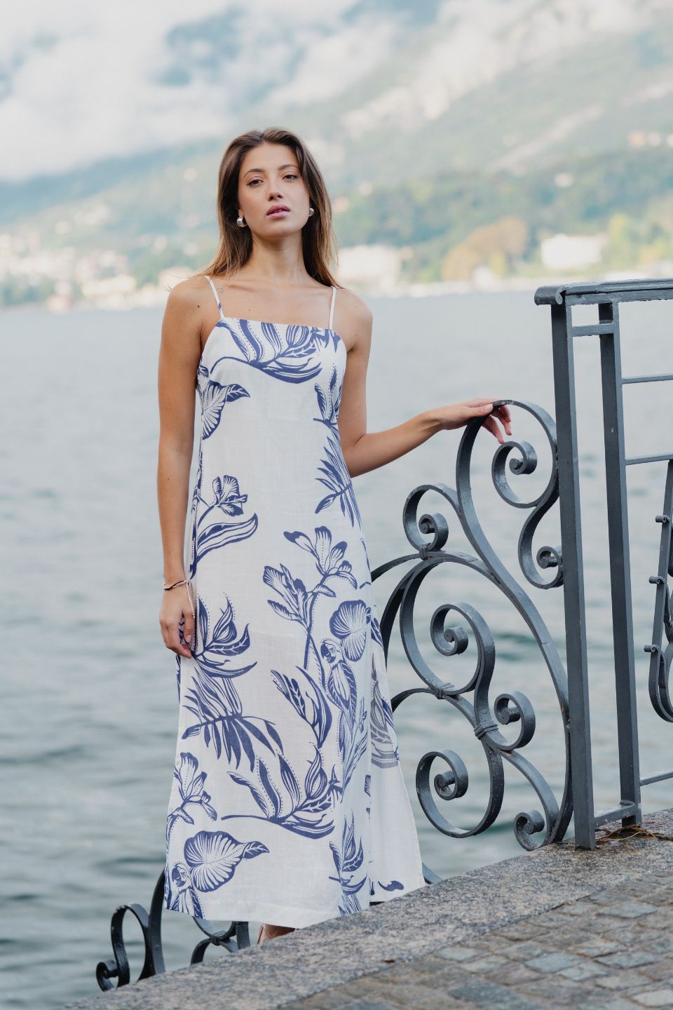 Citizen Navy Silhouette Strappy Maxi Dress - Elegant Summer Beach Dress for Women, Perfect for Vacations, Weddings & Evening Parties