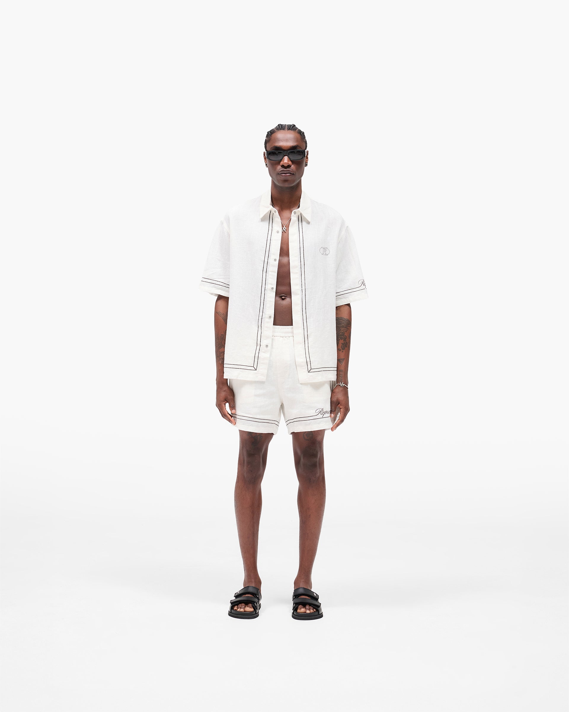 Border Shorts in Whisper White - Stylish & Comfortable Casual Wear for Men | Perfect for Summer, Beach, and Outdoor Activities