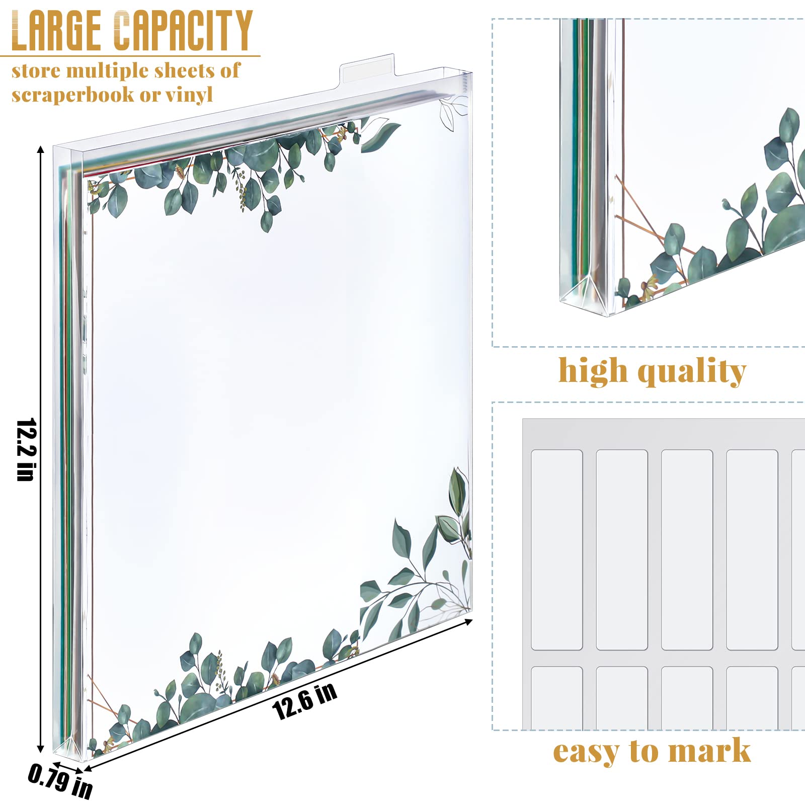20-Pack 12x12 Clear Top-Loading Scrapbook Paper Organizer with Customizable Tabs - Plastic Storage Holder for Vinyl, Photos, Scrapbooking Supplies | Perfect for Craft Rooms, Scrapbooking Projects & Photo Organization