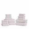 Organic Cotton Wave Plush Striped 16-Piece Bath Towel Set - Soft & Absorbent for Spa, Beach & Luxury Home Use