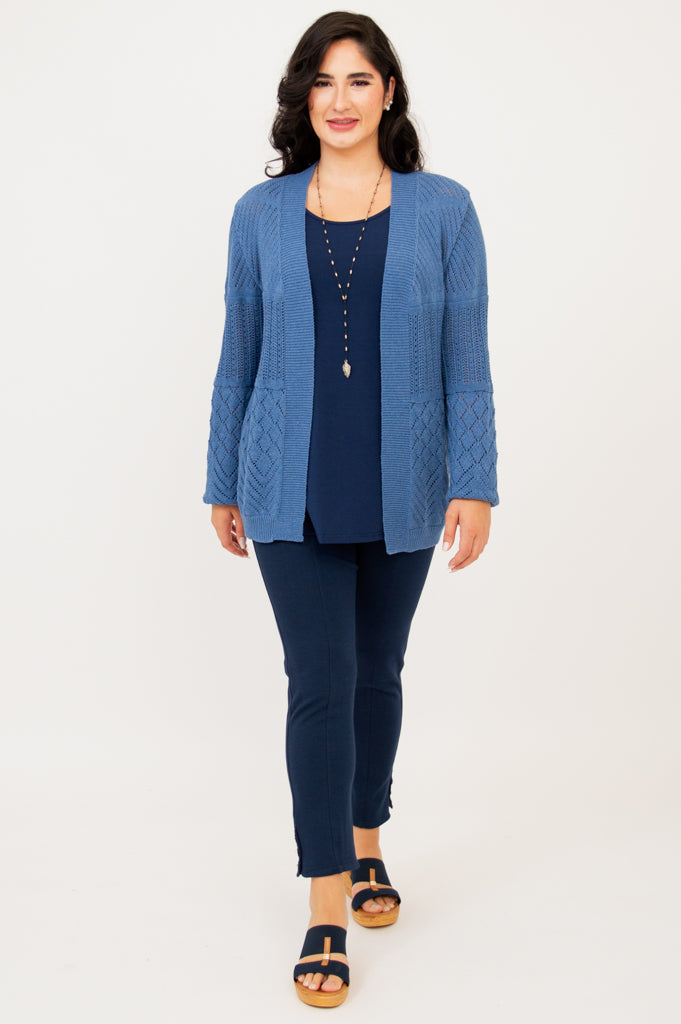 Linda Women's Blue Cotton Sweater - Soft & Comfortable Pullover for Casual Wear, Office & Fall Outfits