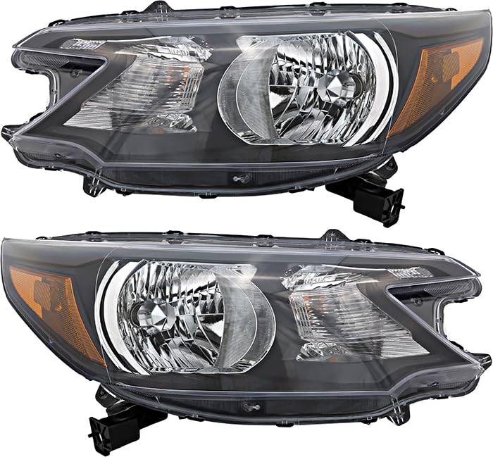 Honda CRV Headlights Lamps Set - Compatible with 2012 2013 2014 Models - Halogen Replacement for Driver & Passenger Side - Perfect for Night Driving and Foggy Conditions
