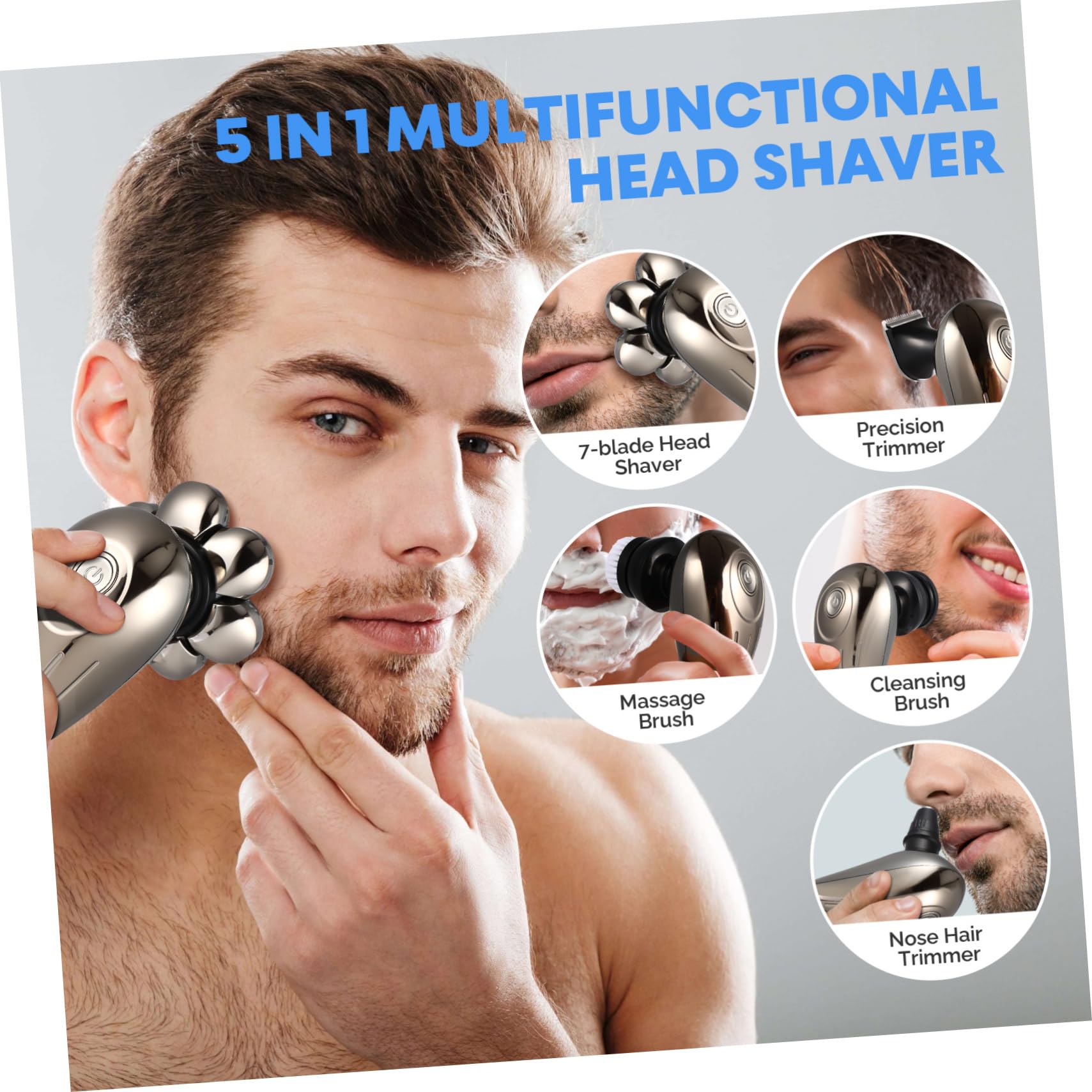 MERRYHAPY 7-in-1 Electric Shaver for Men - Waterproof Beard Trimmer, Nose Hair Clipper & Body Groomer - Portable Travel Shaving Kit for Home, Gym & Business Trips - Perfect Gift for Dad & Husband