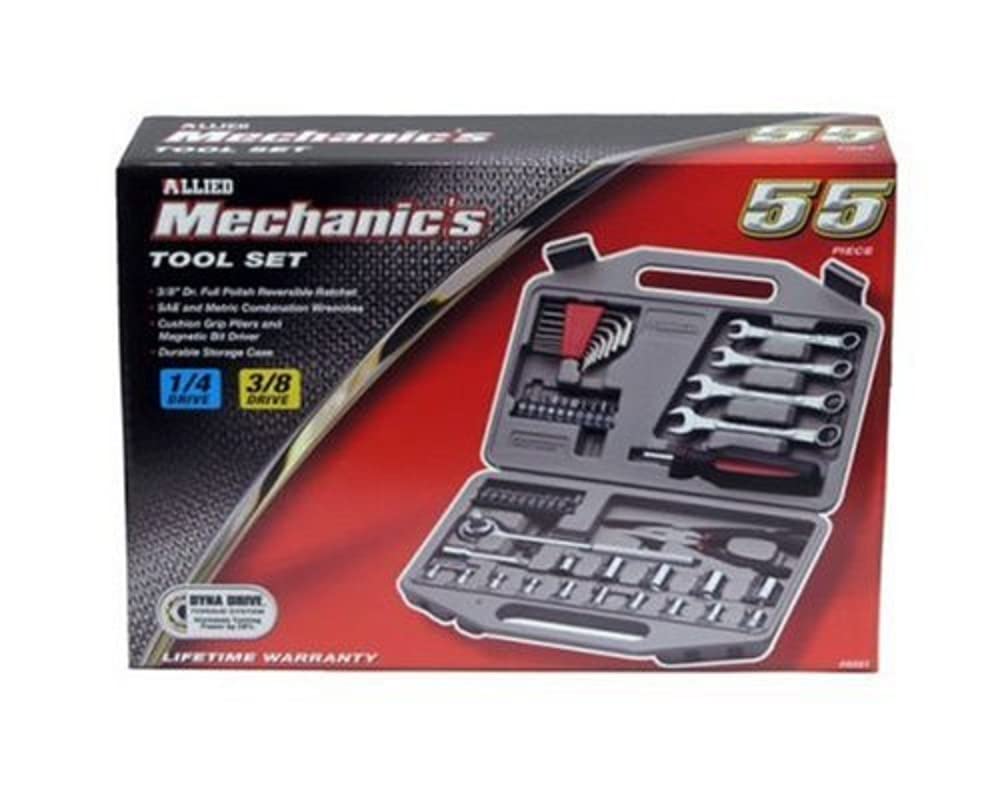 Allied Tools 49026 55-Piece Mechanic's Tool Set - Professional Automotive Repair Kit for Cars, Trucks & Motorcycles | Perfect for DIY Repairs, Garage Maintenance & Emergency Roadside Fixes