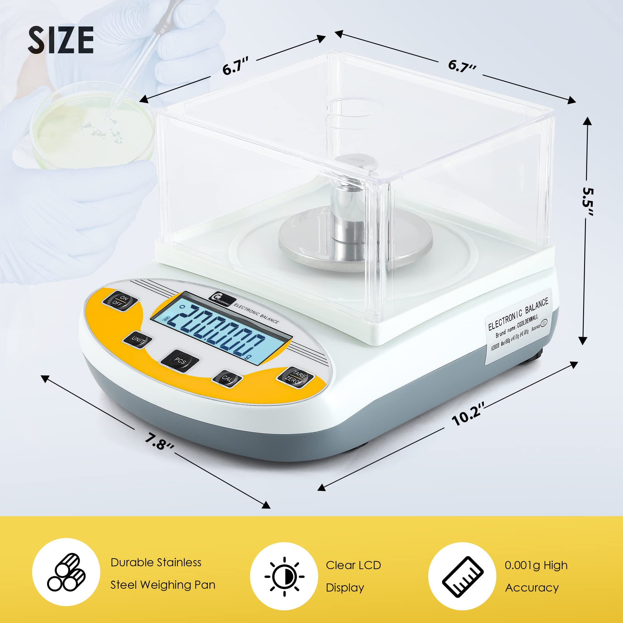 CGOLDENWALL 500g x 0.001g Precision Digital Analytical Balance - Lab Scale for Jewelry Weighing, Scientific Research & Chemistry Experiments | High Accuracy Electronic Scale with Calibration & 110V Power (Ideal for Laboratories, Pharmacies & Jewelry Stores)