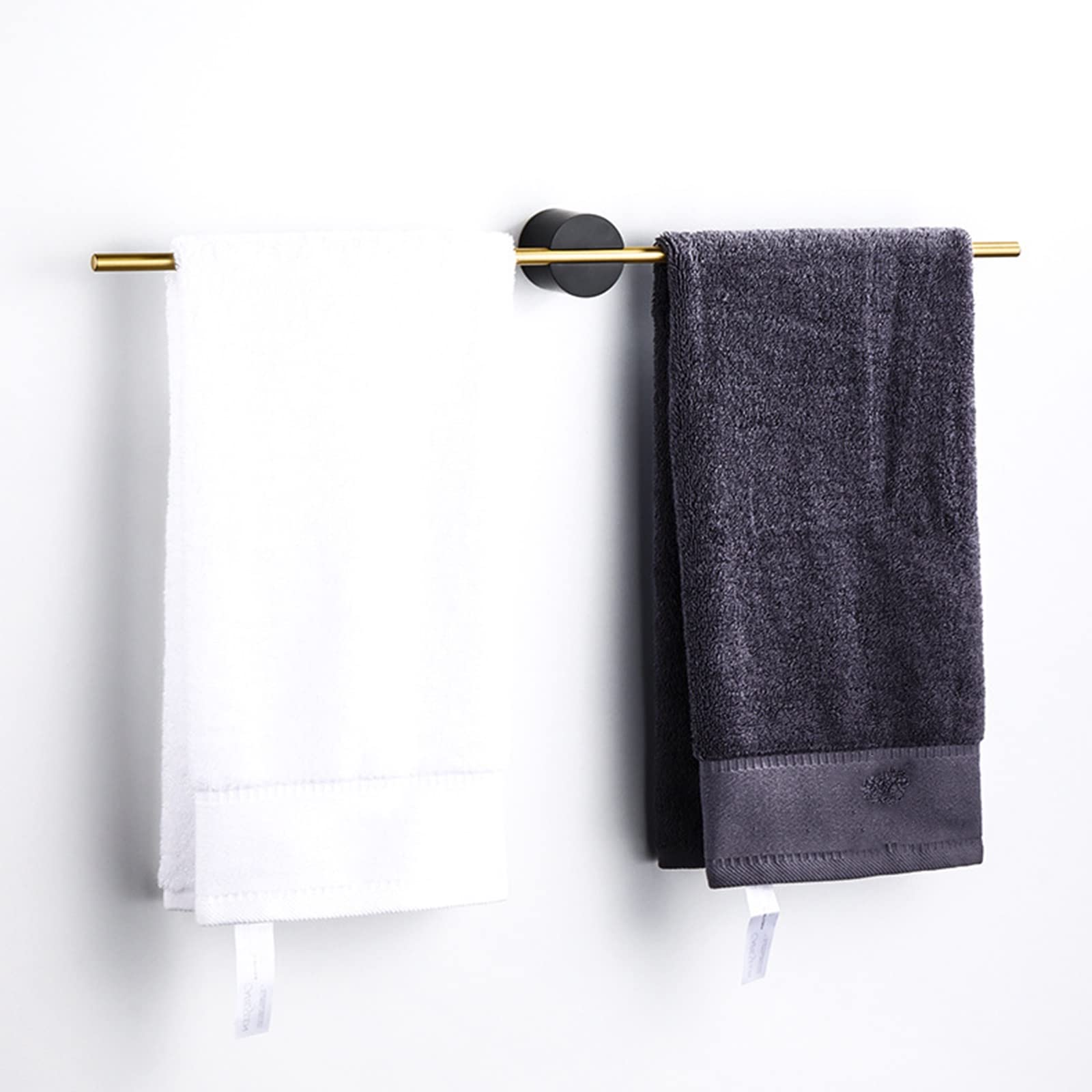 Luxury Brushed Gold Adjustable Single Towel Bar - Nordic Minimalist Bathroom Towel Rack - Wall Mounted (Black Seat & Gold Pole, 60cm) - Perfect for Modern Bathrooms, Guest Rooms & Spa Retreats
