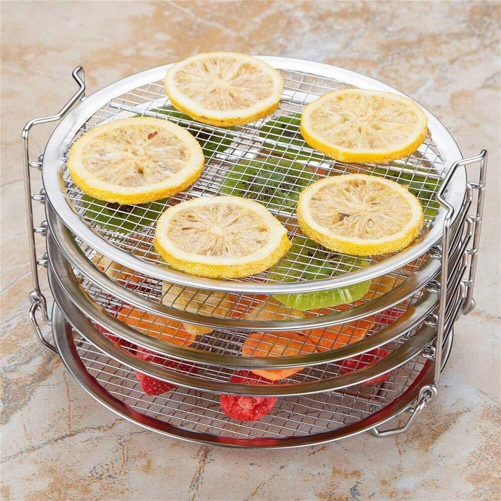 Stainless Steel Dehydrator Stand with 5 Stackable Layers - Food Grade Grill & Air Fryer Rack Accessory (6L) for Drying Fruits, Vegetables, Jerky & Herbs | Perfect for Home Kitchen & Food Preservation