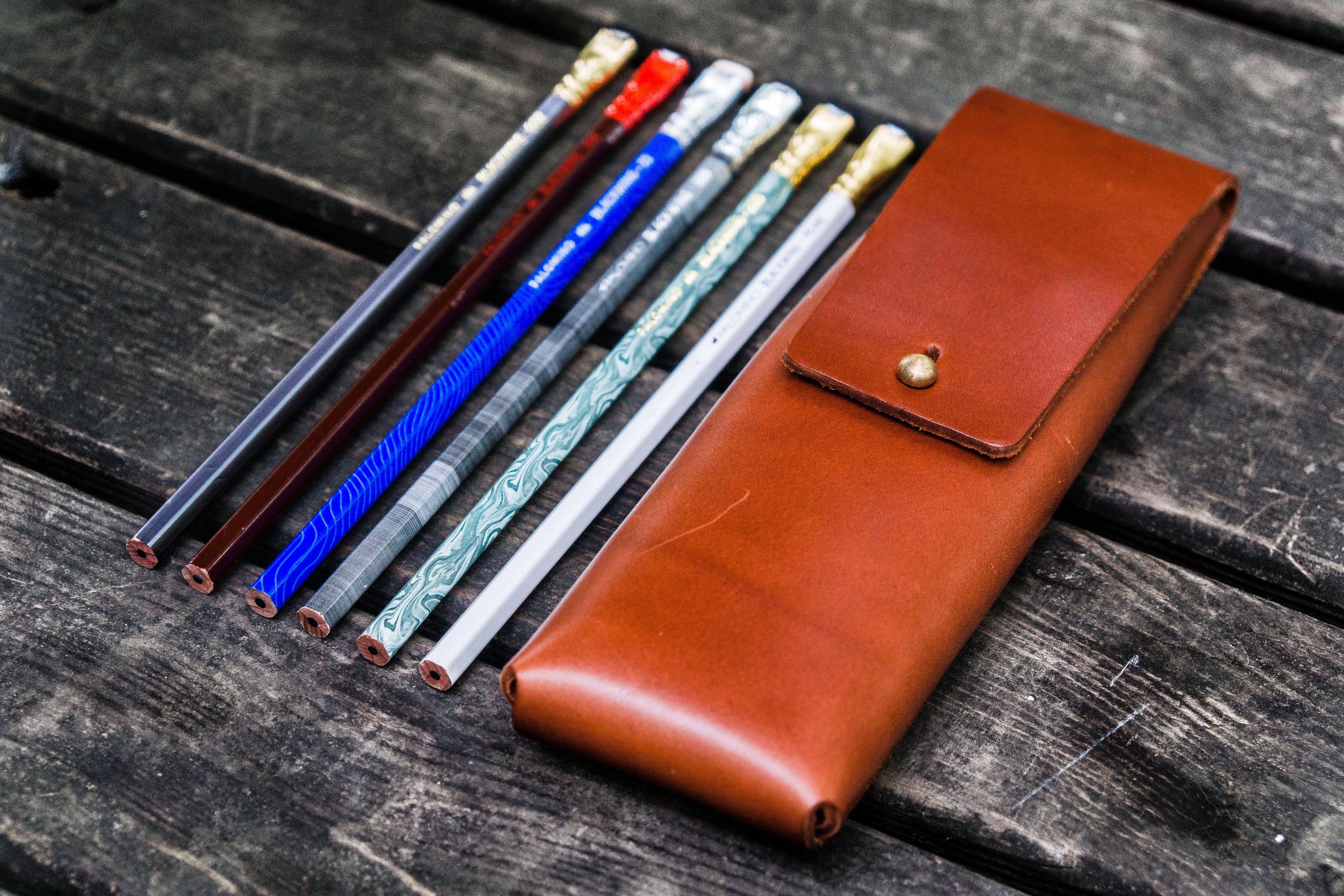 Premium Charcoal Leather Pencil Case for Blackwing Pencils - Elegant Brown Organizer for Artists & Writers - Perfect for Sketching, Drawing & Office Use