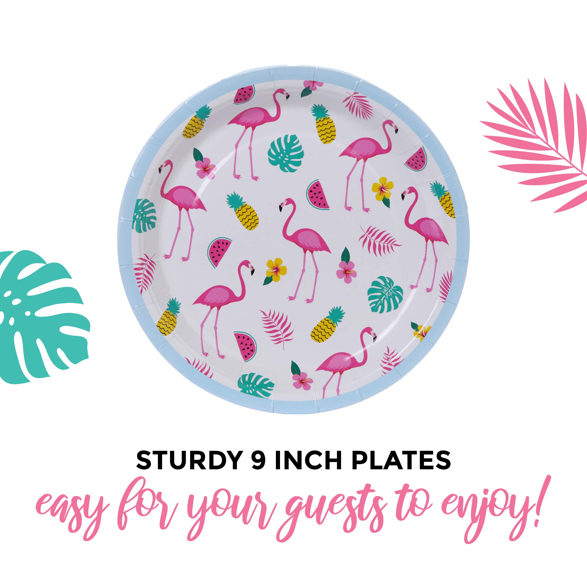 Pink Flamingo Party Supplies Kit - 16 Flamingo Plates, Pineapple Plates, Napkins & Straws - Tropical Bachelorette Party Decorations - Perfect for Pool Parties, Bridal Showers & Summer Celebrations