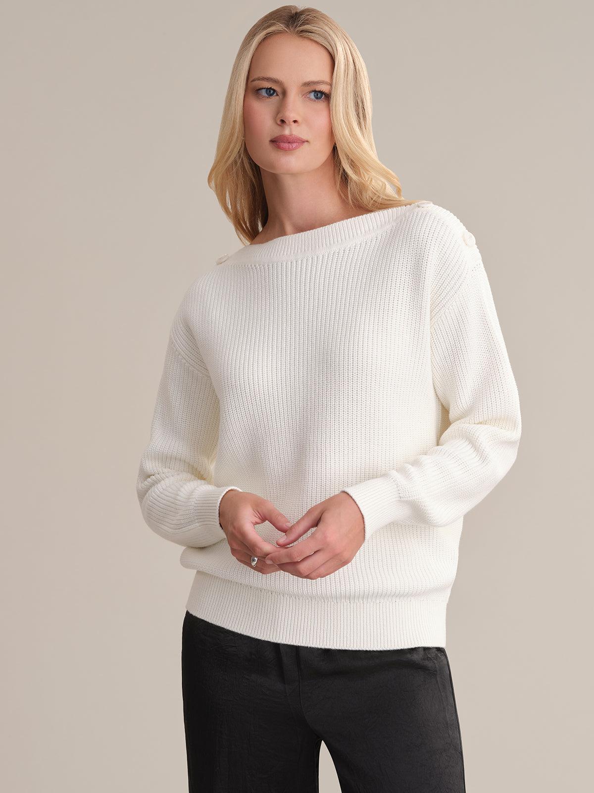 Elina Women's Boat Neck Cotton Sweater - Soft & Comfortable Pullover for Casual Wear, Office, and Fall Outfits