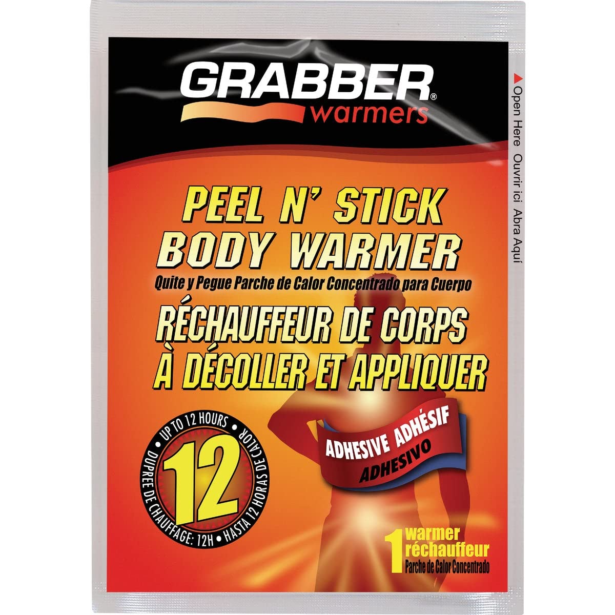 Grabber Adhesive Body Warmer Pads - Long Lasting Heat Therapy for Back Pain Relief, Muscle Soreness & Cold Weather Comfort - Perfect for Outdoor Work, Sports & Winter Activities