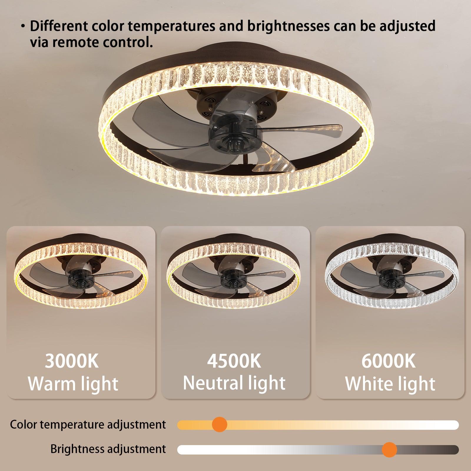 Modern LED Ceiling Fan with Lights - Remote Control, Minimalist Ring Chandelier Design for Bedroom, Nursery, Living Room | Energy Efficient Cooling & Stylish Lighting Solution