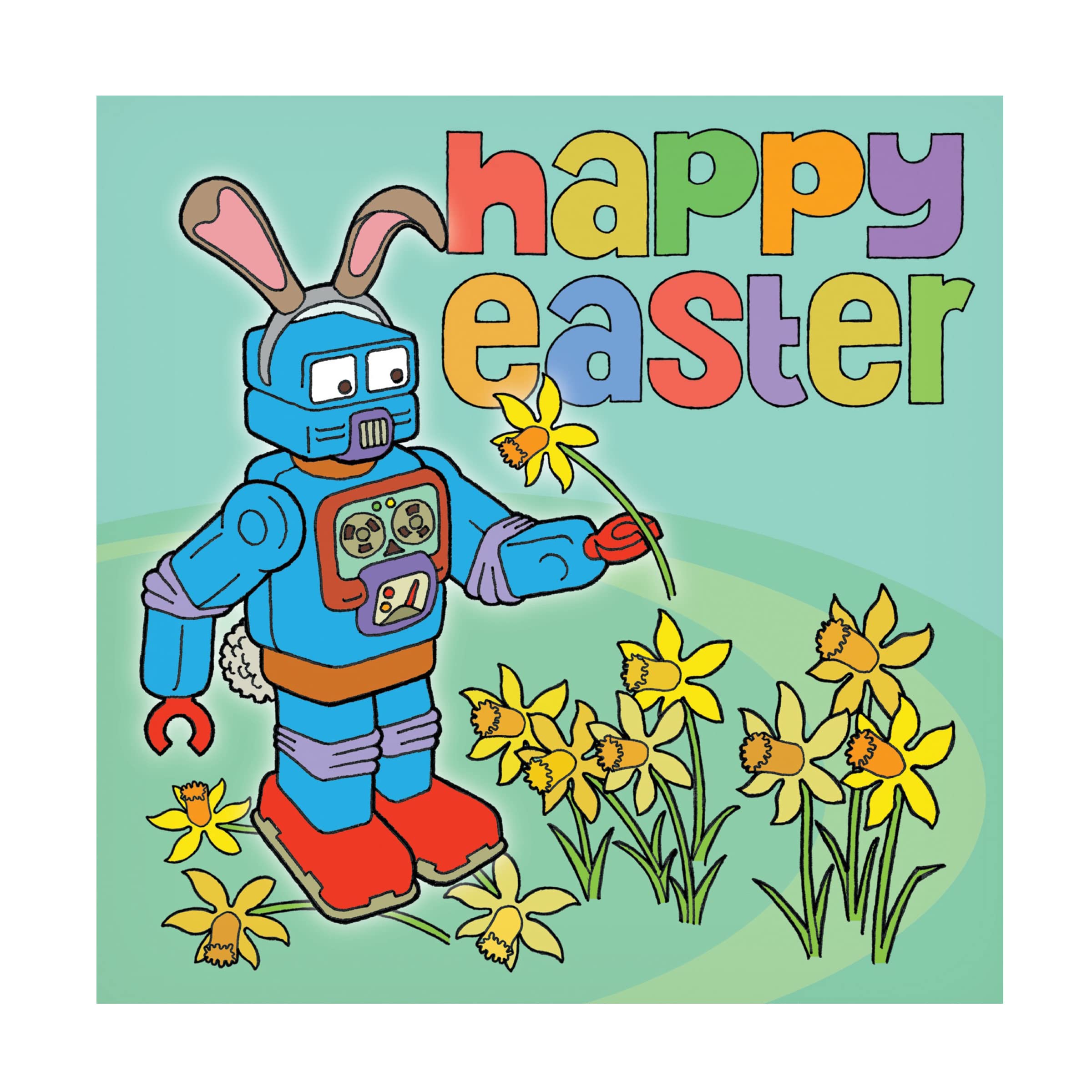 Trademark Fine Art 'Easter Bunny Bot' Canvas Art Print by Duncan Wilson - Perfect for Easter Home Decor, Living Room Wall Art & Unique Gift Idea