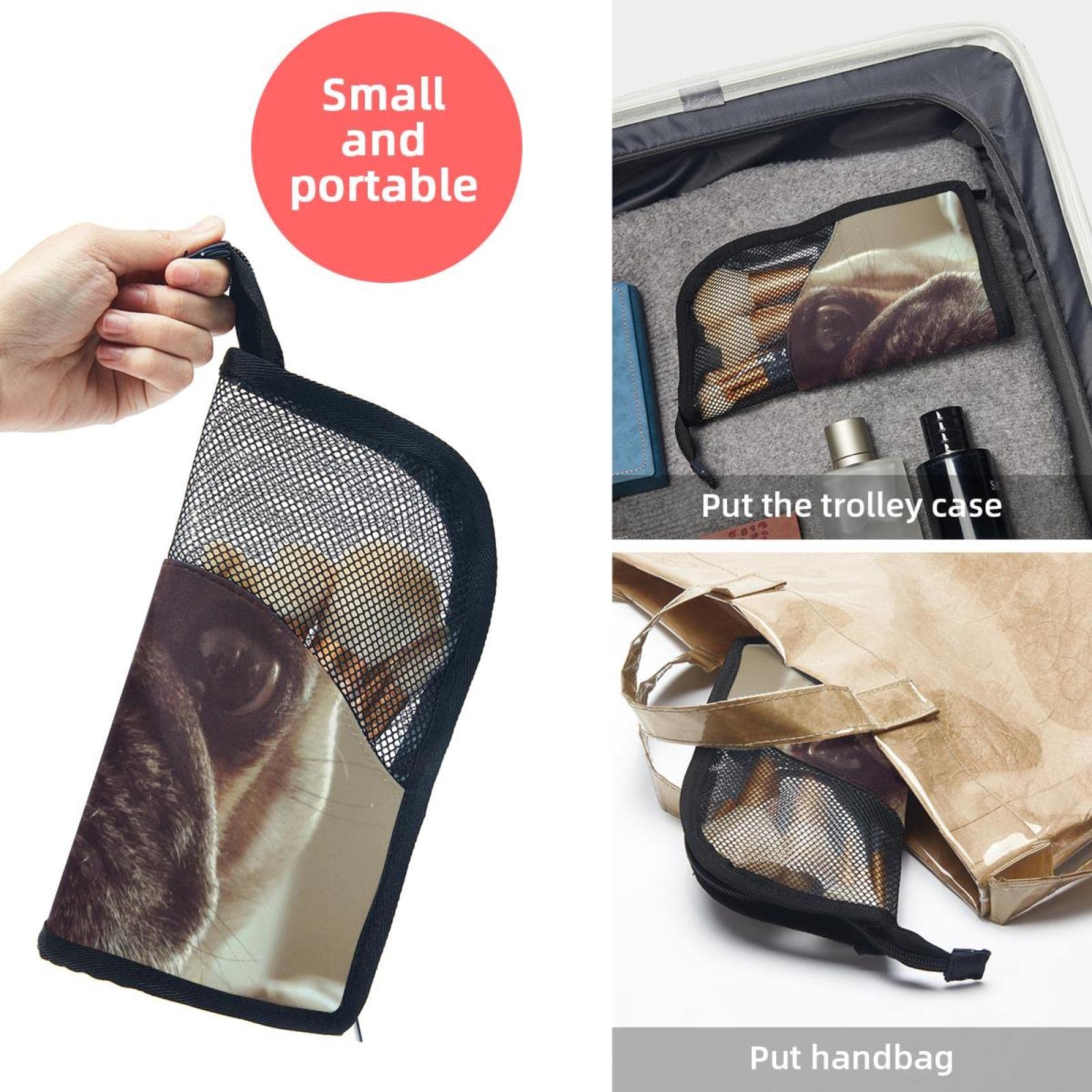 12-Piece Makeup Brush Organizer Bag with Cute Pug Dog Design - Portable Travel Cosmetic Brush Holder Case for Professional Makeup Artists & Beauty Enthusiasts - Perfect for Home, Travel & Salon Use